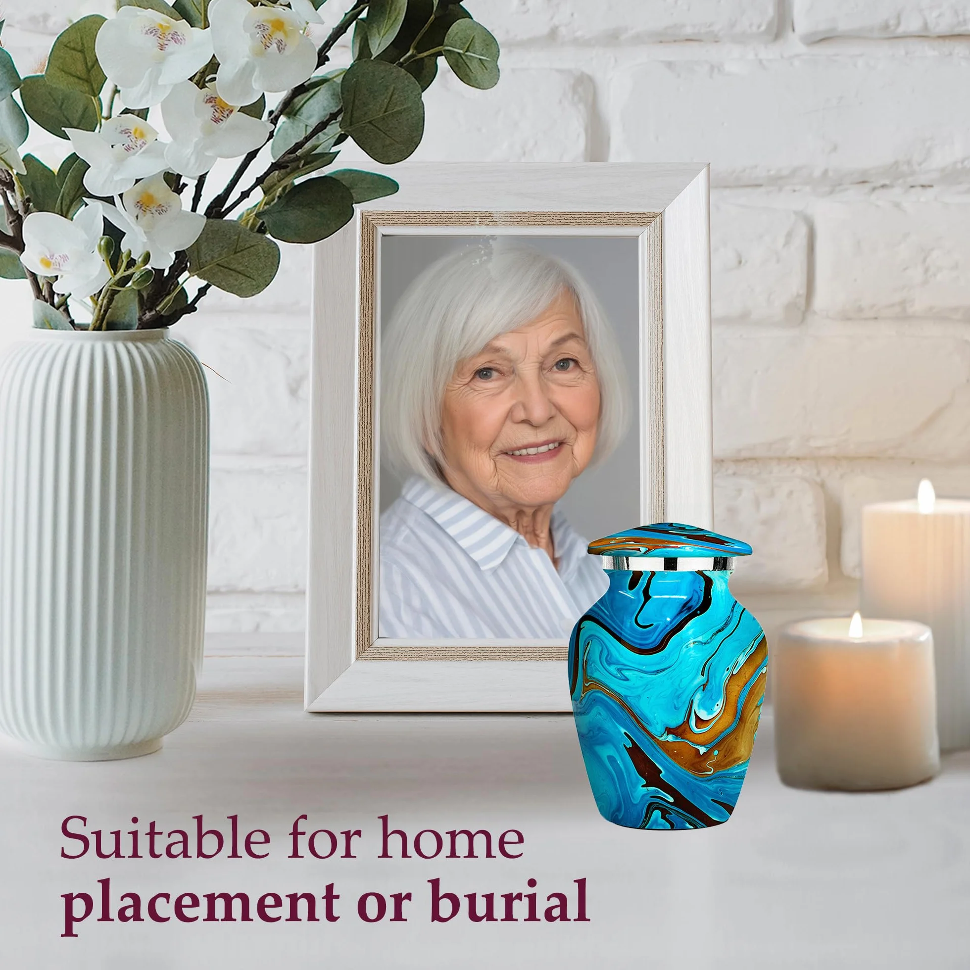 Trupoint Memorials Small Urns for Human Ashes Keepsake, Camouflage Hunters Decorative Mini Cremation Urn, Blue