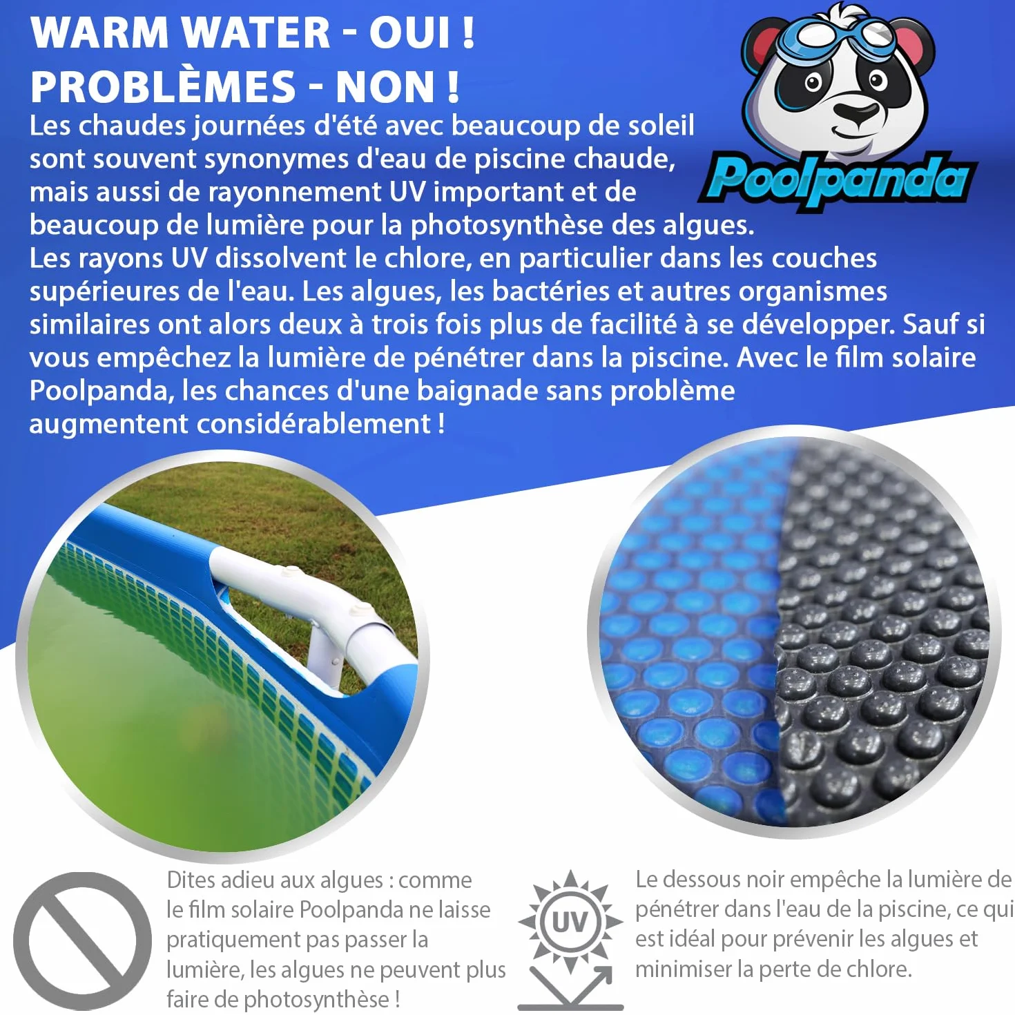 Bâche à Bulles Piscine Ø 550 cm Rond 400 µm Noir/Bleu Découpable