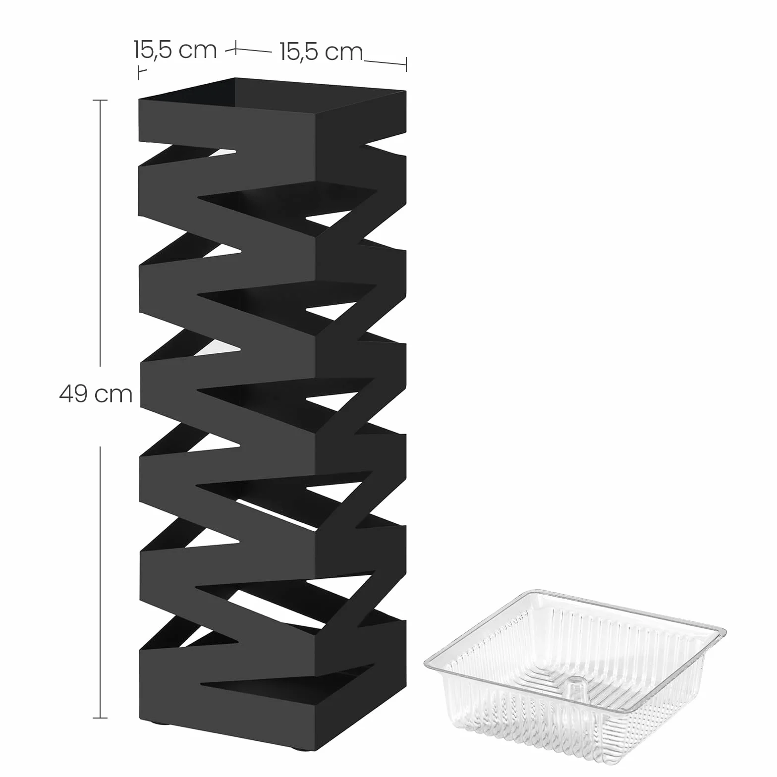 Songmics Porte parapluies en Métal Carré 49 x 15,5 x 15,5 cm Noir LUC16B