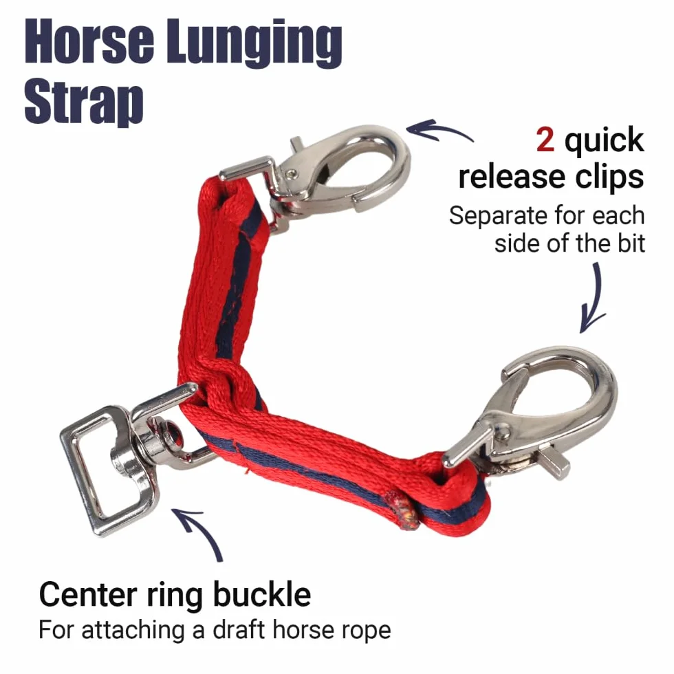 Sangle de Longe pour Chevaux,Sangle de Remorquage avec Boucle Pivotante a Dégagement Rapide pour L'entraînement des Chevaux,Améliore les Performances de Contrôle
