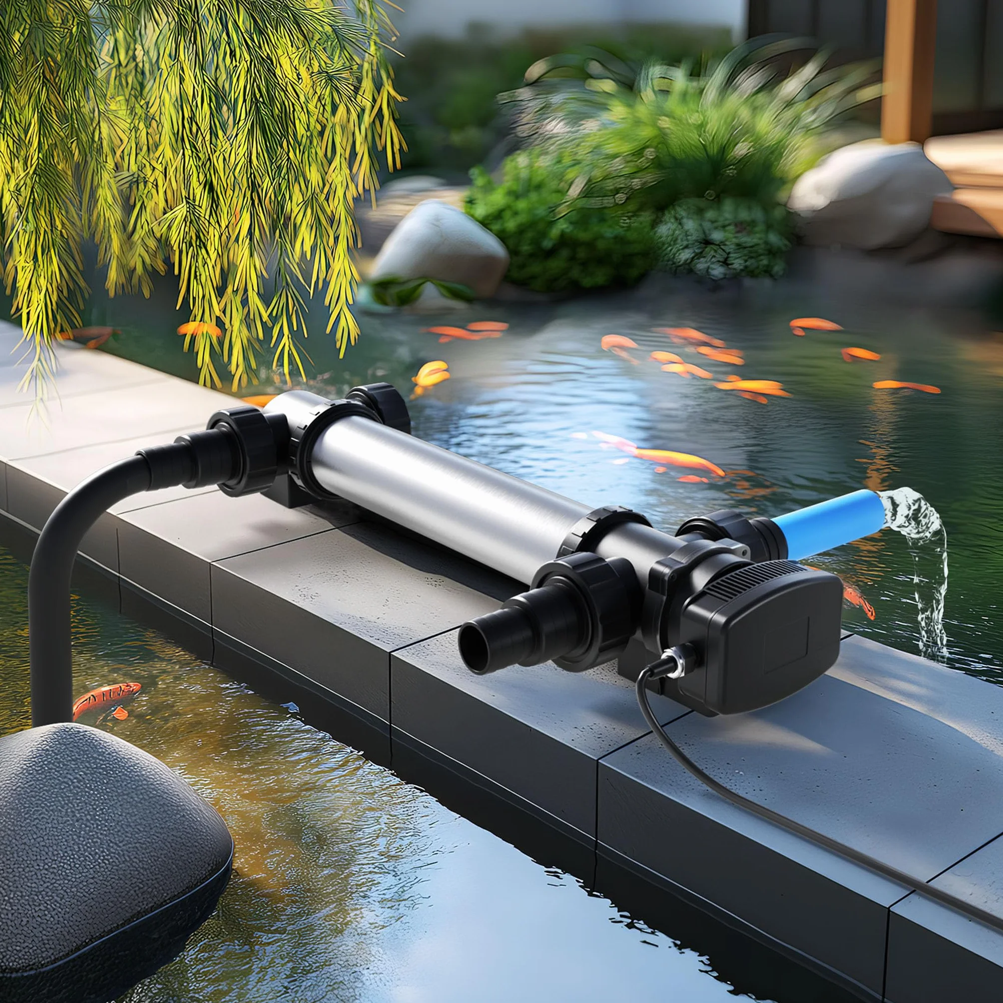 SunSun CUV-755 Stérilisateur Clarificateur Bassin UV-C 55W 8000 l/h Boîtier INOX