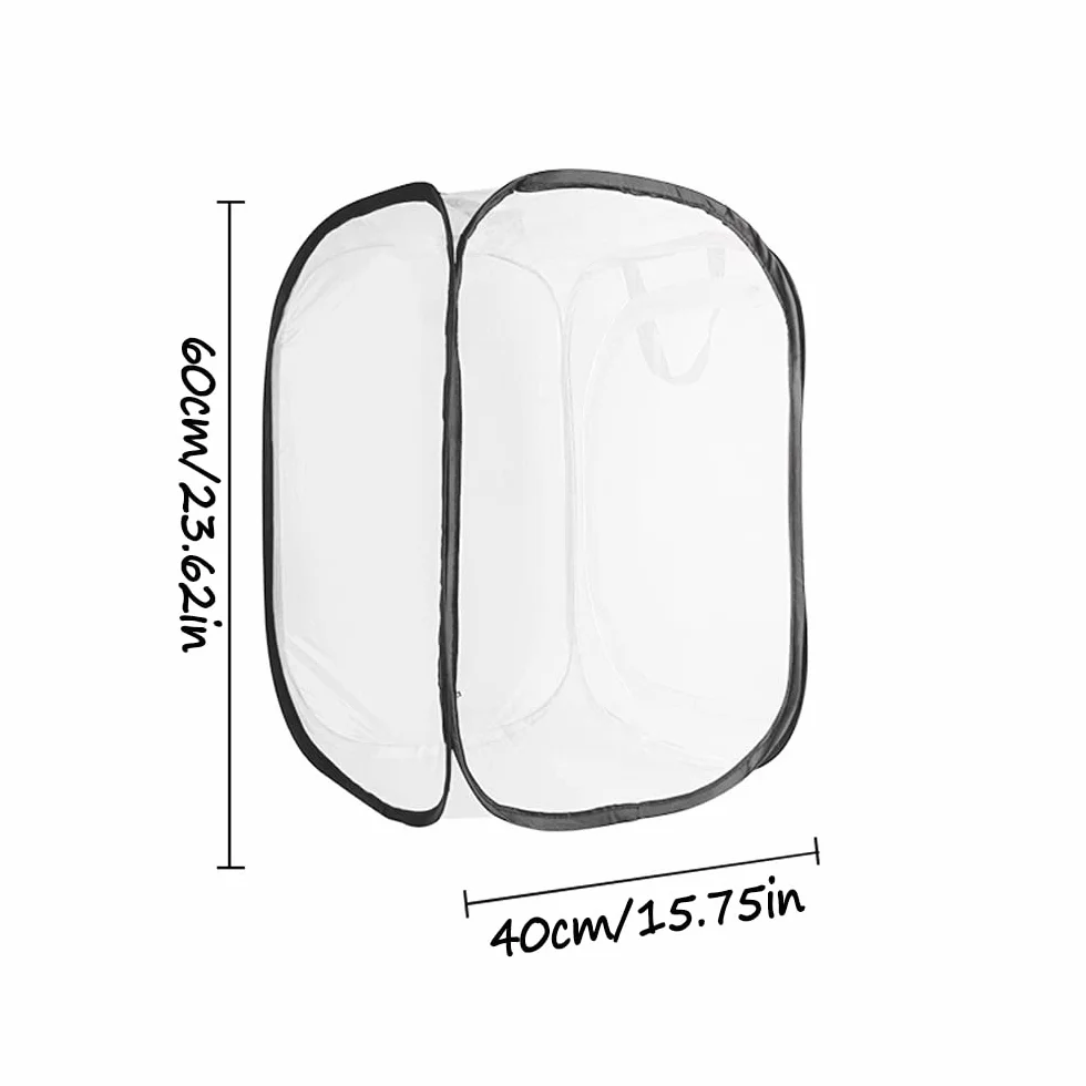 Cage d'habitat pour Insectes et Papillons, Pliable, Portable, 40x40x60cm, Blanc-Noir