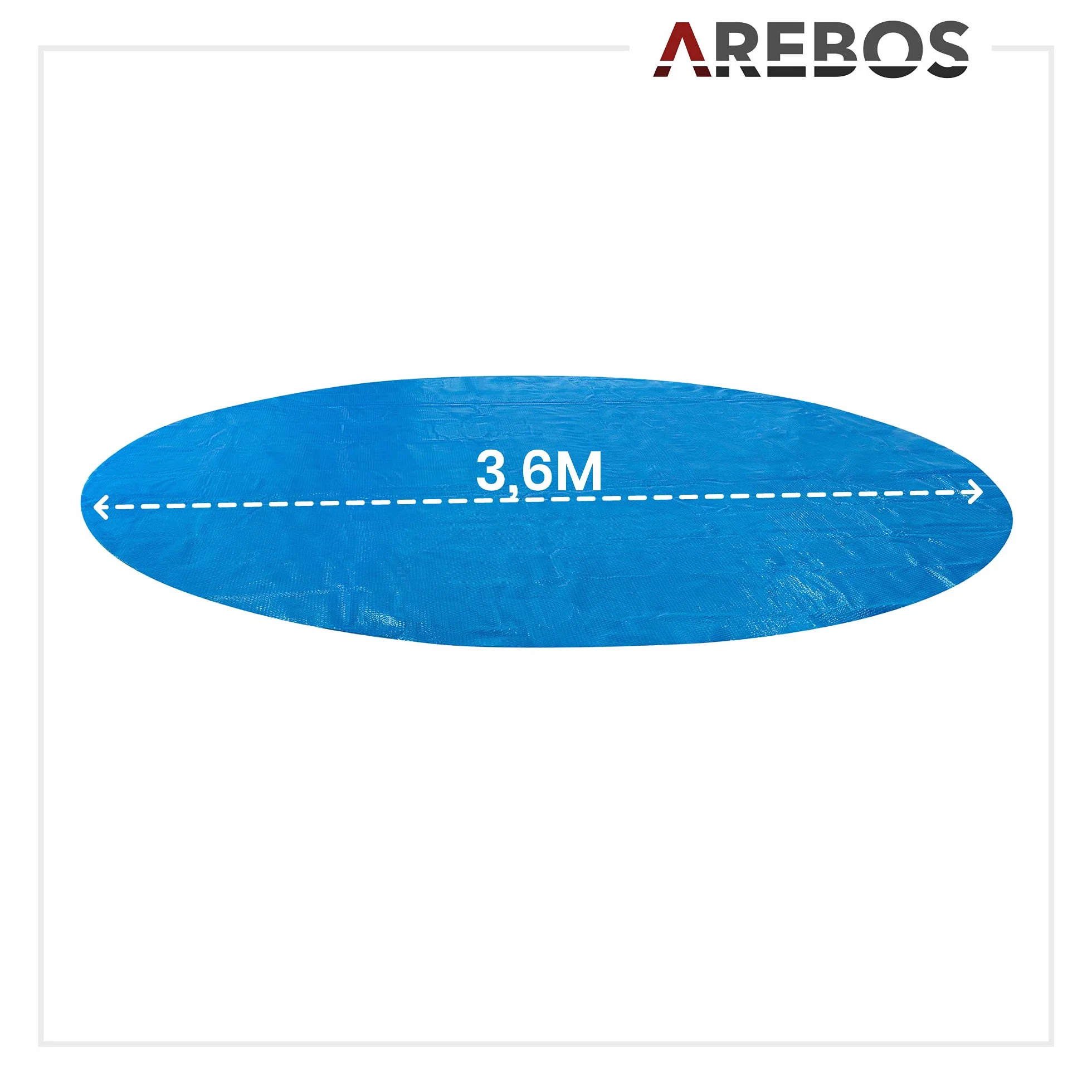 Arebos Couverture Solaire à Bulles pour Piscine Ronde 3,6 m 400 µ Polyethylen