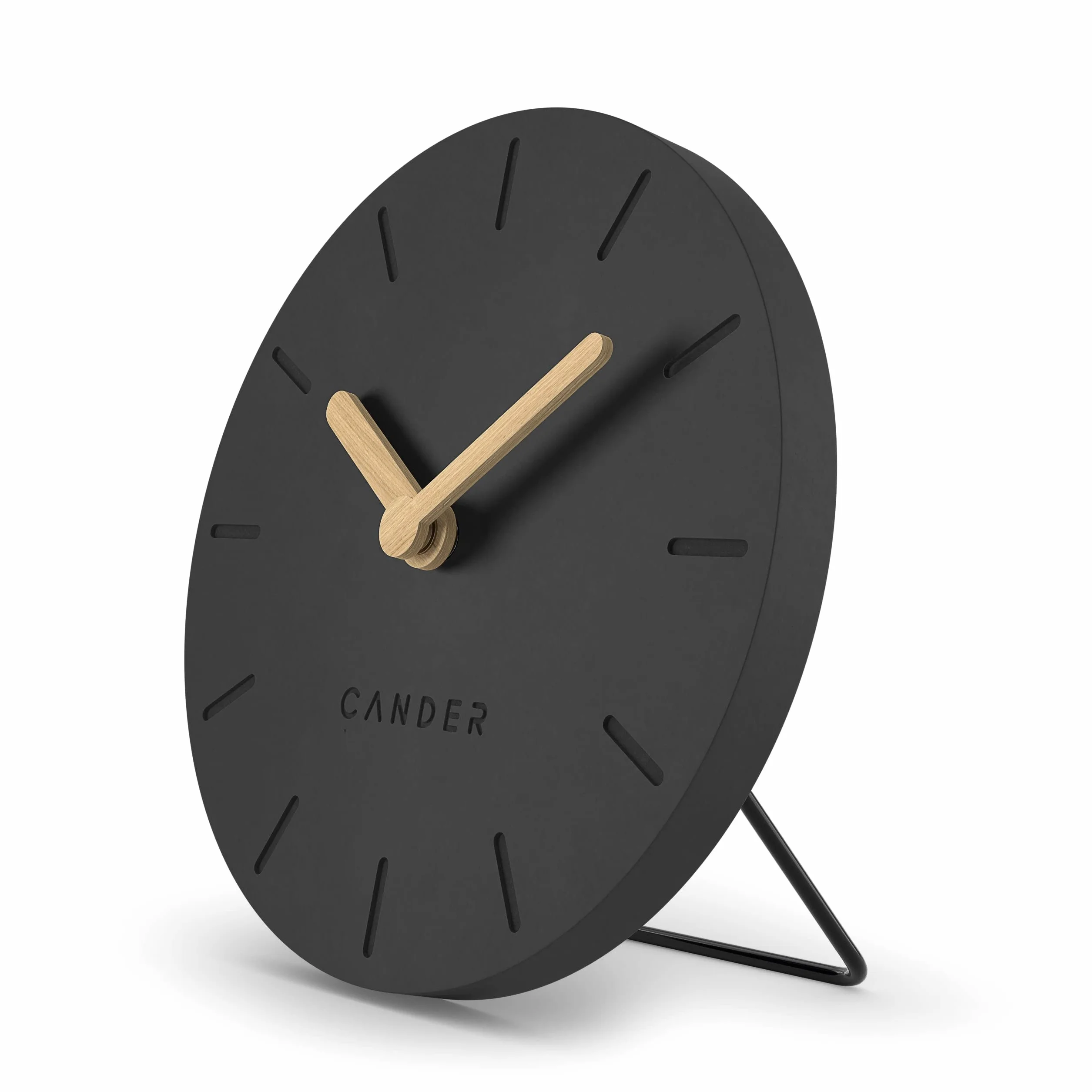 Cander Berlin Horloge de Table silencieuse 12 cm analogique à Piles Vintage Moderne MDF Gris