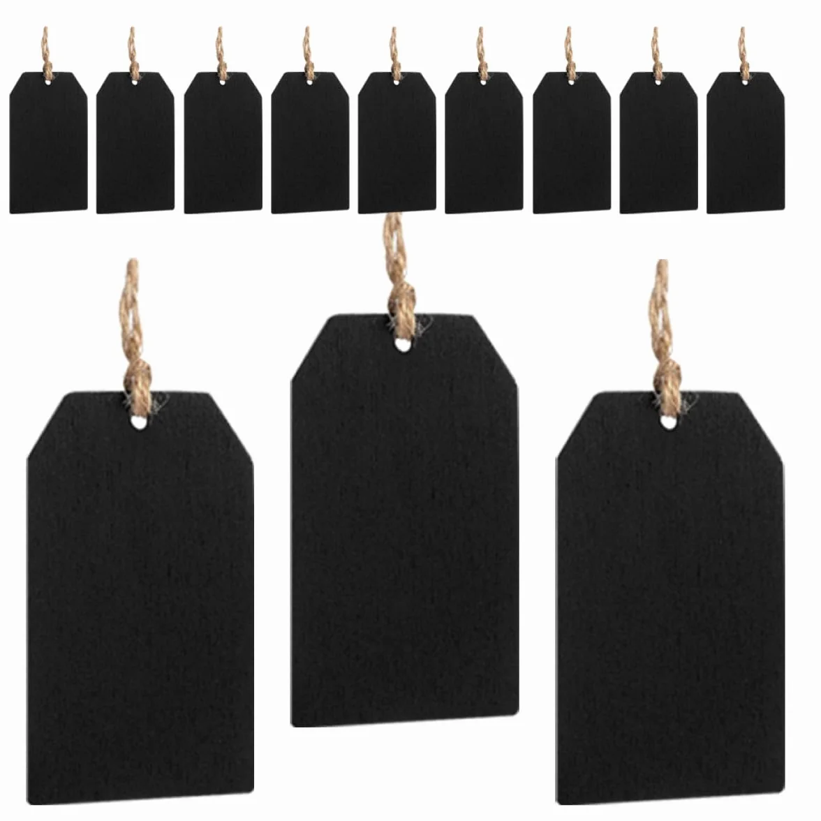 Lot de 32 Mini Tableaux Noirs en Bois avec Corde en Bois de Tilleul, Double Face, Réutilisables