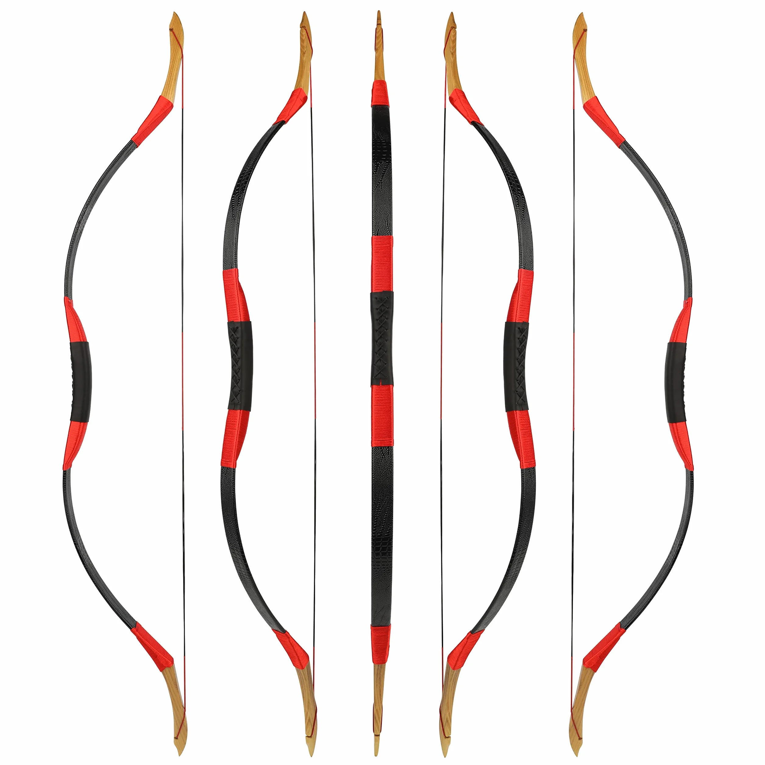 wolfman Arc Traditionnel Arc Classique Longbow Sport Arc Tir à l'arc Arc de Chasse Arc Bois Fait Main Arc Mongol Asiatique Arc à Cheval pour Adultes Adolescent Débutant Main Gauche Droite(I, 35Lbs)