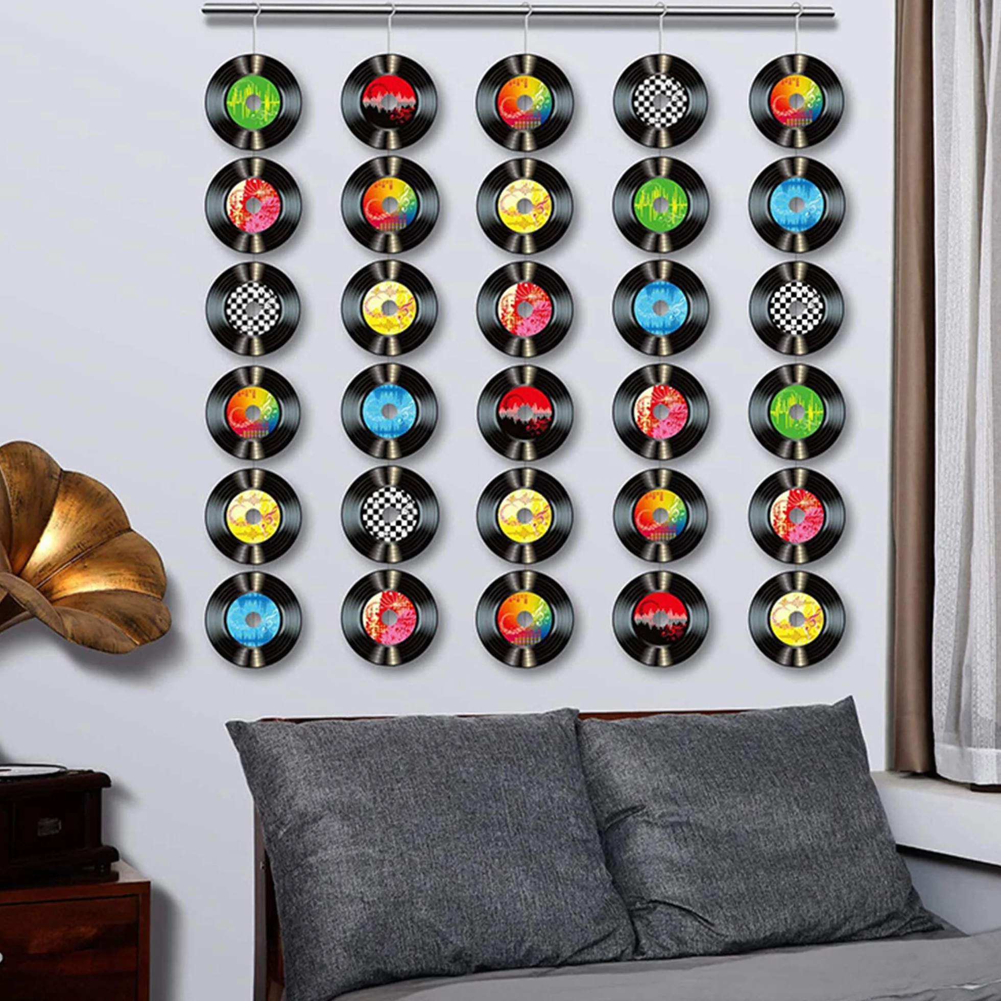 20 Pièces Disque Décoration Murale Années 1950, Découpes Notes Musique, Theme Fête