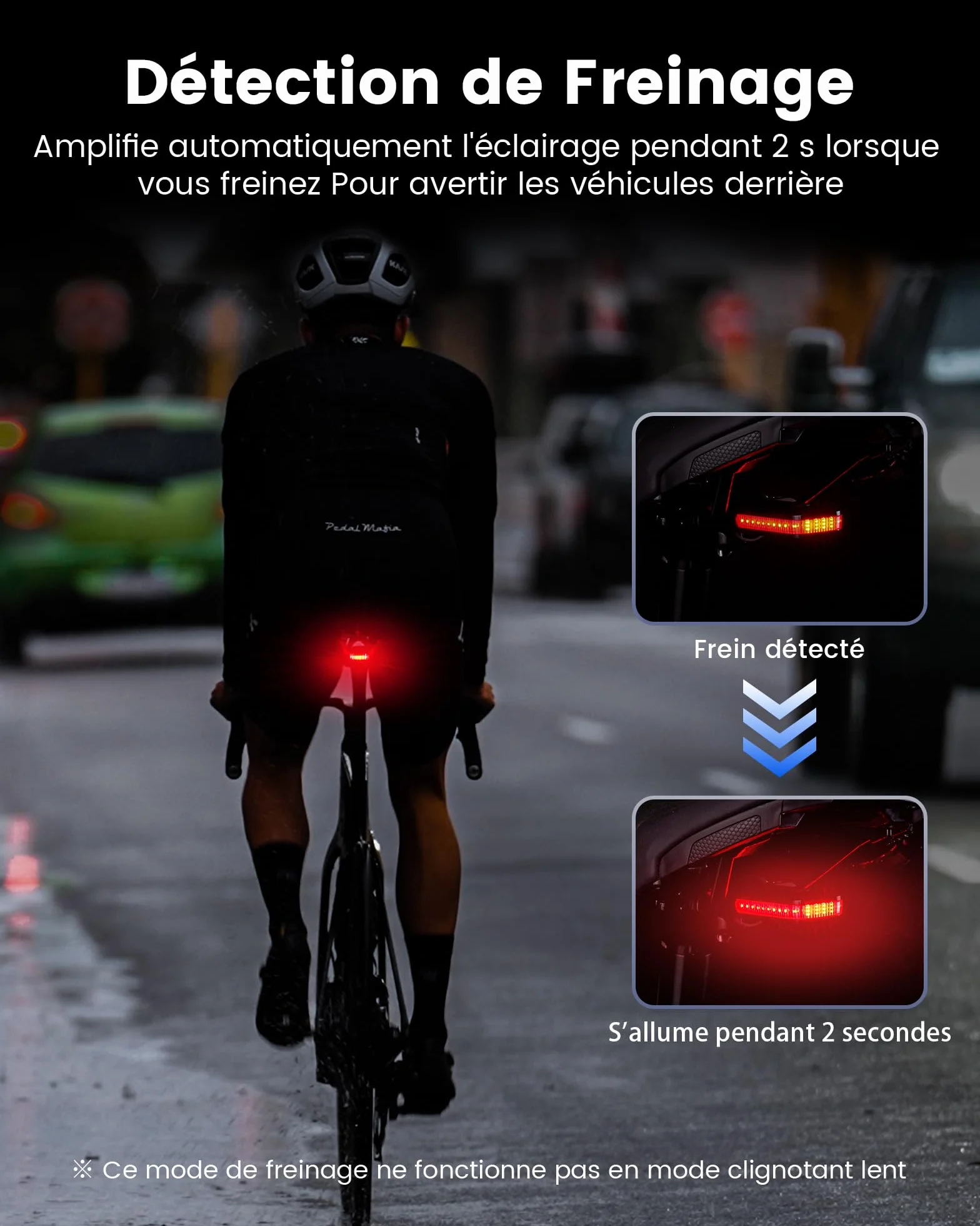 RAVEMEN CL01 Feu Arrière de Vélo 30 Lumens Grand Angle 300° USB C Détection de Freinage