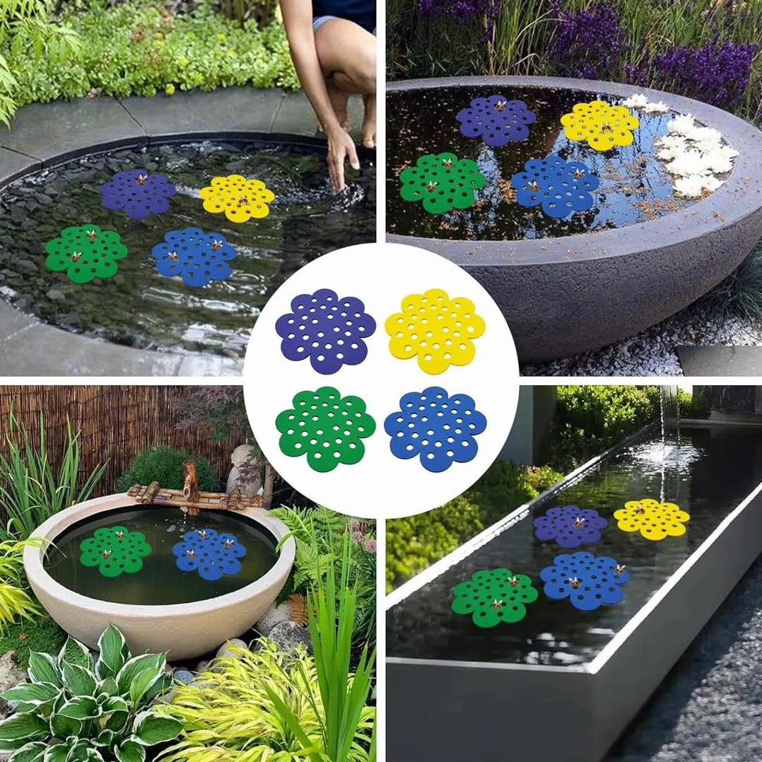 Lot de 4 îles flottantes pour abeilles, mangeoire et station d'eau pour jardin extérieur