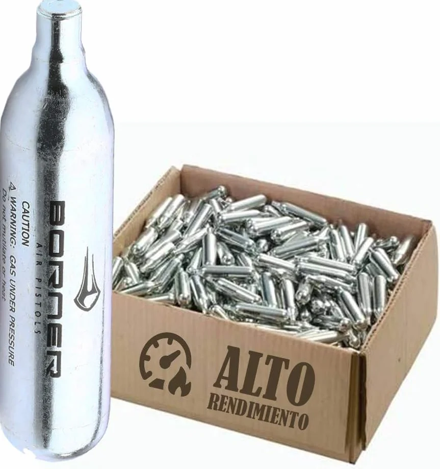 BORNER - Bouteilles de CO2 haute performance | Cartouches d'air comprimé avec charges de 12 g pour armes Airsoft ou pistolets à plombs (50 bouteilles)