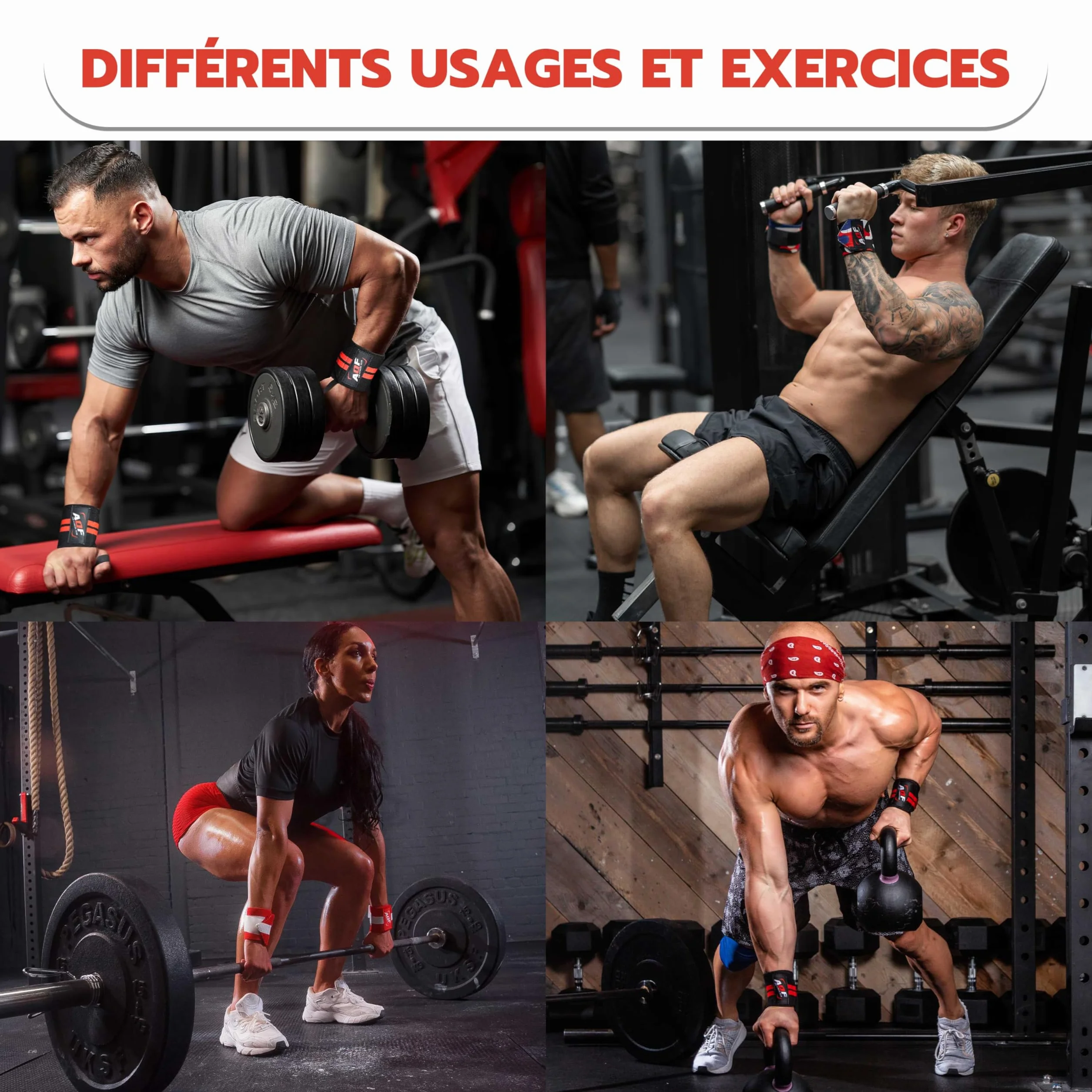 AQF Bande Poignet Musculation - IPL USPA Approuvé Protege Poignet (Paire) - Serre Attelle Poignet De Force Musculation Prennent Sangles Pour fitness, Bodybuilding, Musculation