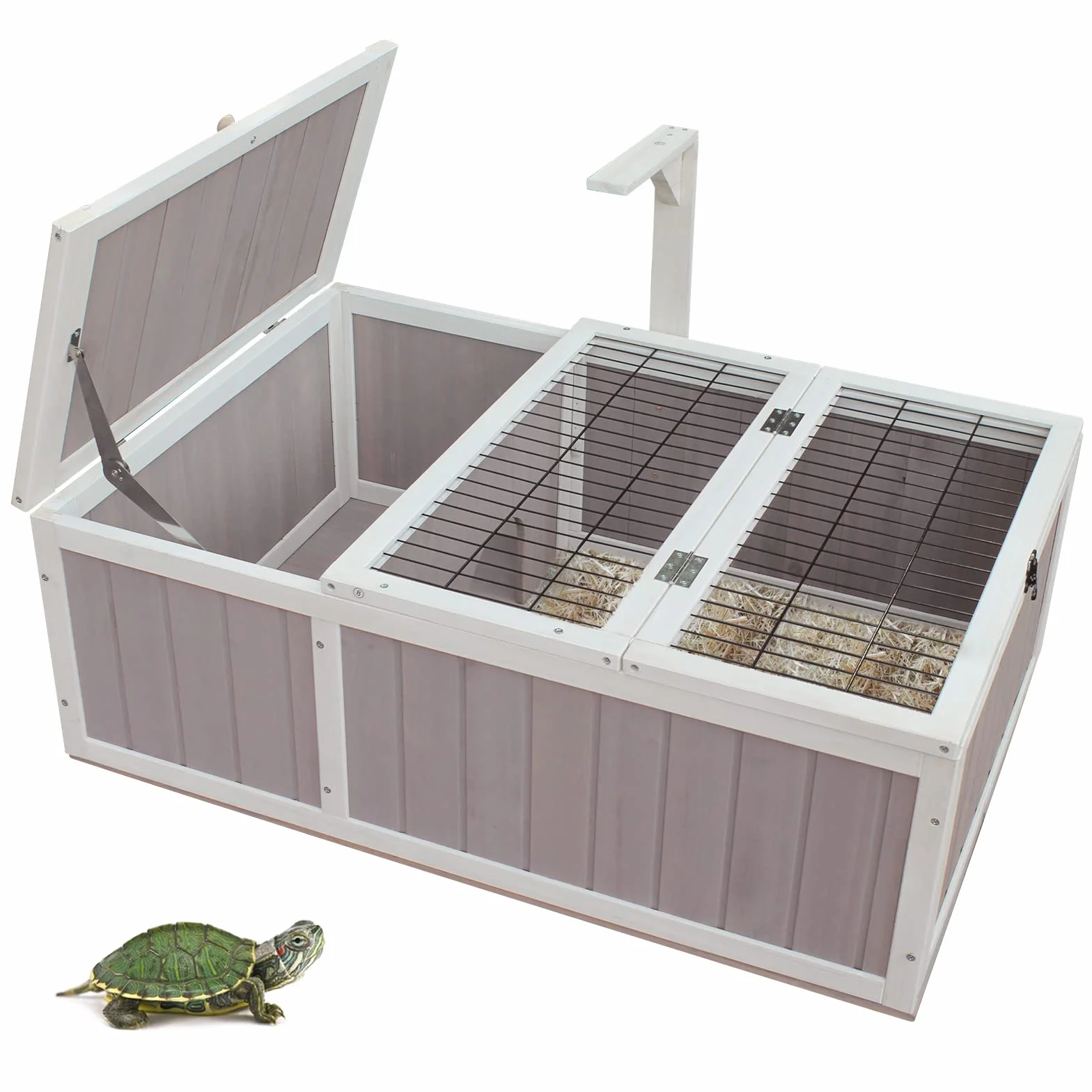 Maison de Tortue Clôture d'Habitat Petite Cabane en Bois Intérieur Extérieur 91.5 x 61 x 33 cm