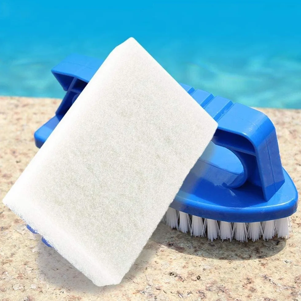Brosse de Nettoyage Mur Piscine Éponge Ligne d'eau 2 Pièces avec Manche