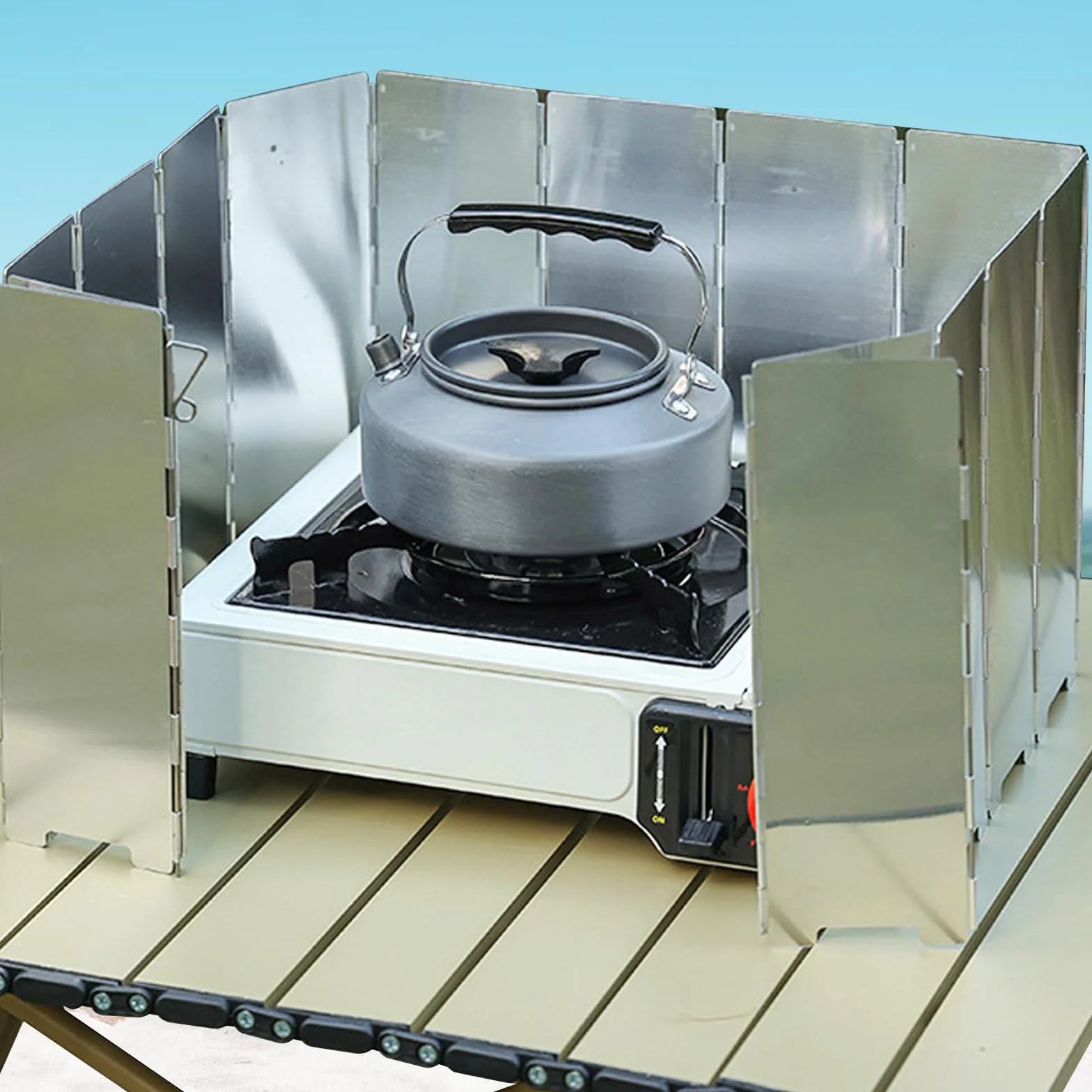 Pare-Vent Pliable Aluminium Plaques Pare-Brise de Camping Pare Vent Rechaud Gaz Camping Plein Air Pare-Brise pour Cuisinière à Gaz Pique-Nique Rechaud de Camping