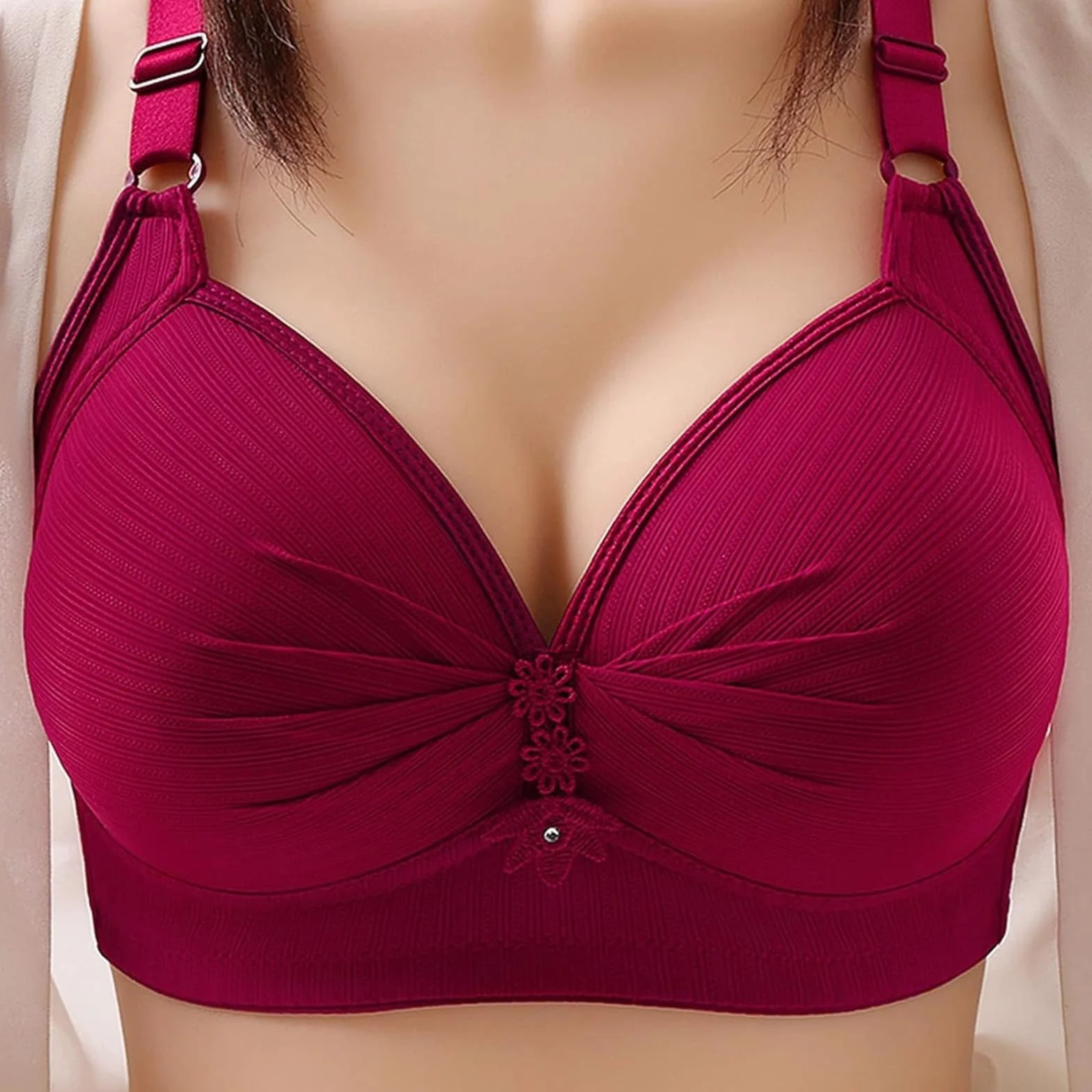 Soutiens-Gorge Push-up sans Armatures en Coton pour Femme Grande Taille Bretelles réglables