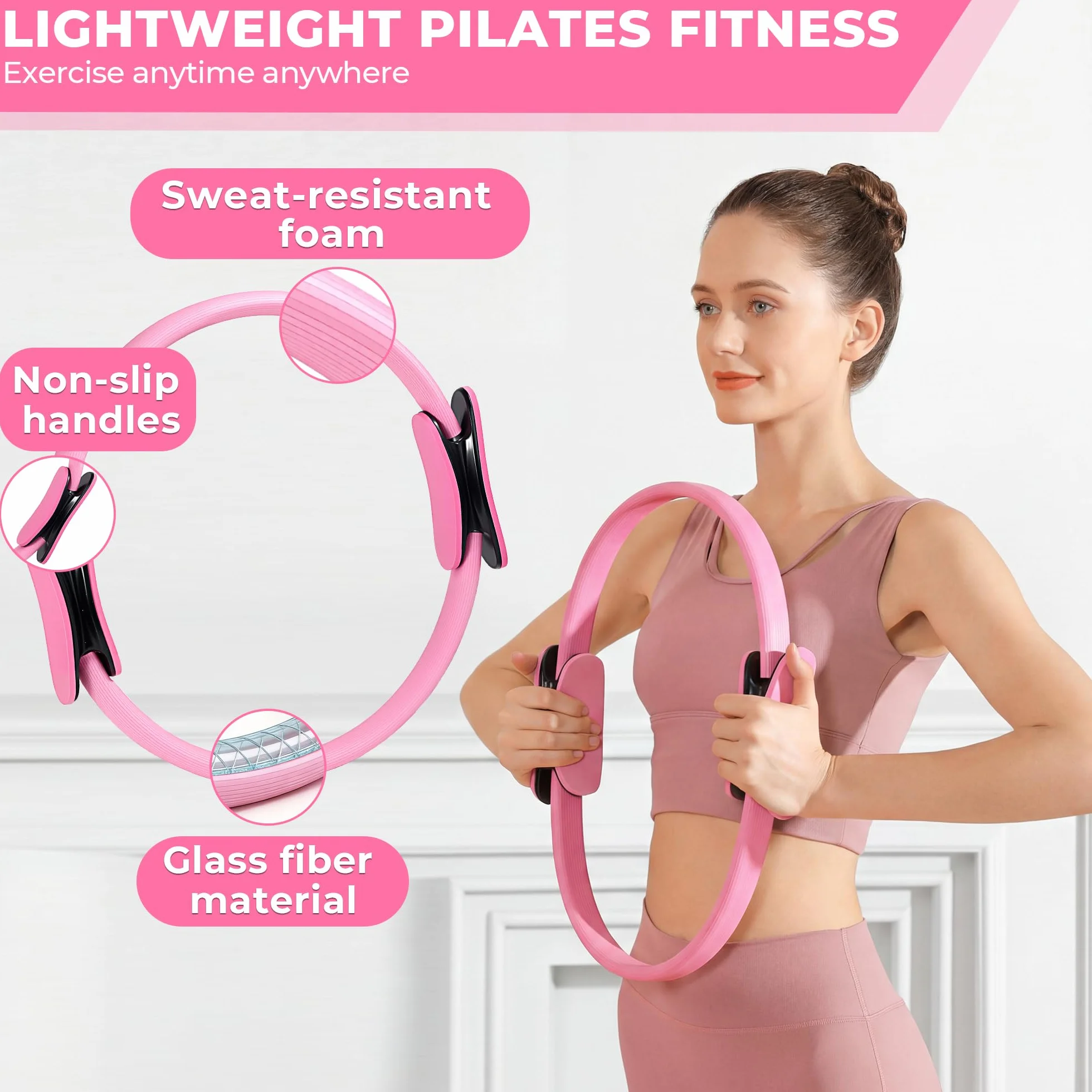 Kit Pilates Maison 5 Pièces pour Femme, Pilates Accessoires avec Pilates Circle Essentials et Balle de Pilates Anneau et Bandes de Résistance, Kit Pilate pour Tonifier Les Cuisses, Les Abdominaux