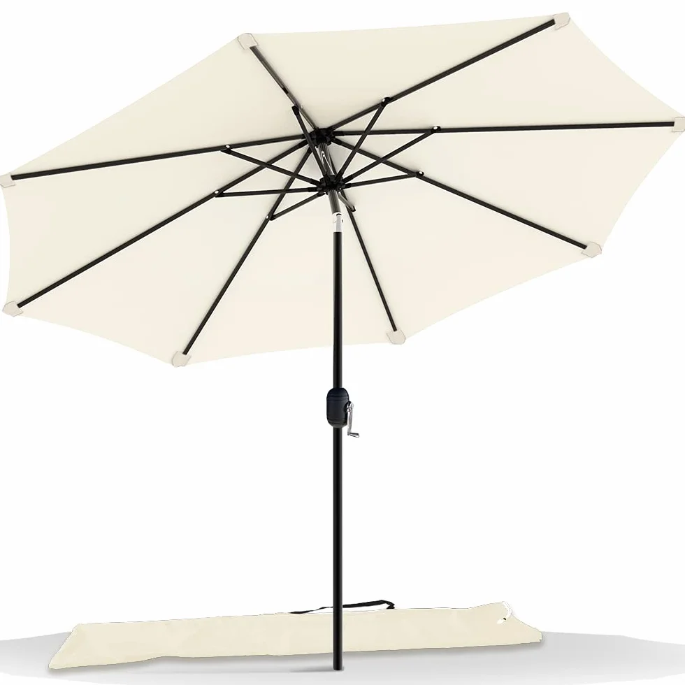 Parasol de Jardin Inclinable 270cm Toile Protection UV Beige