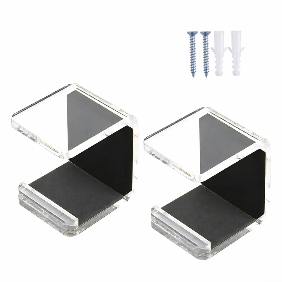 Paire de supports muraux en acrylique pour baguettes de hockey avec rembourrage de protection (0303-2)