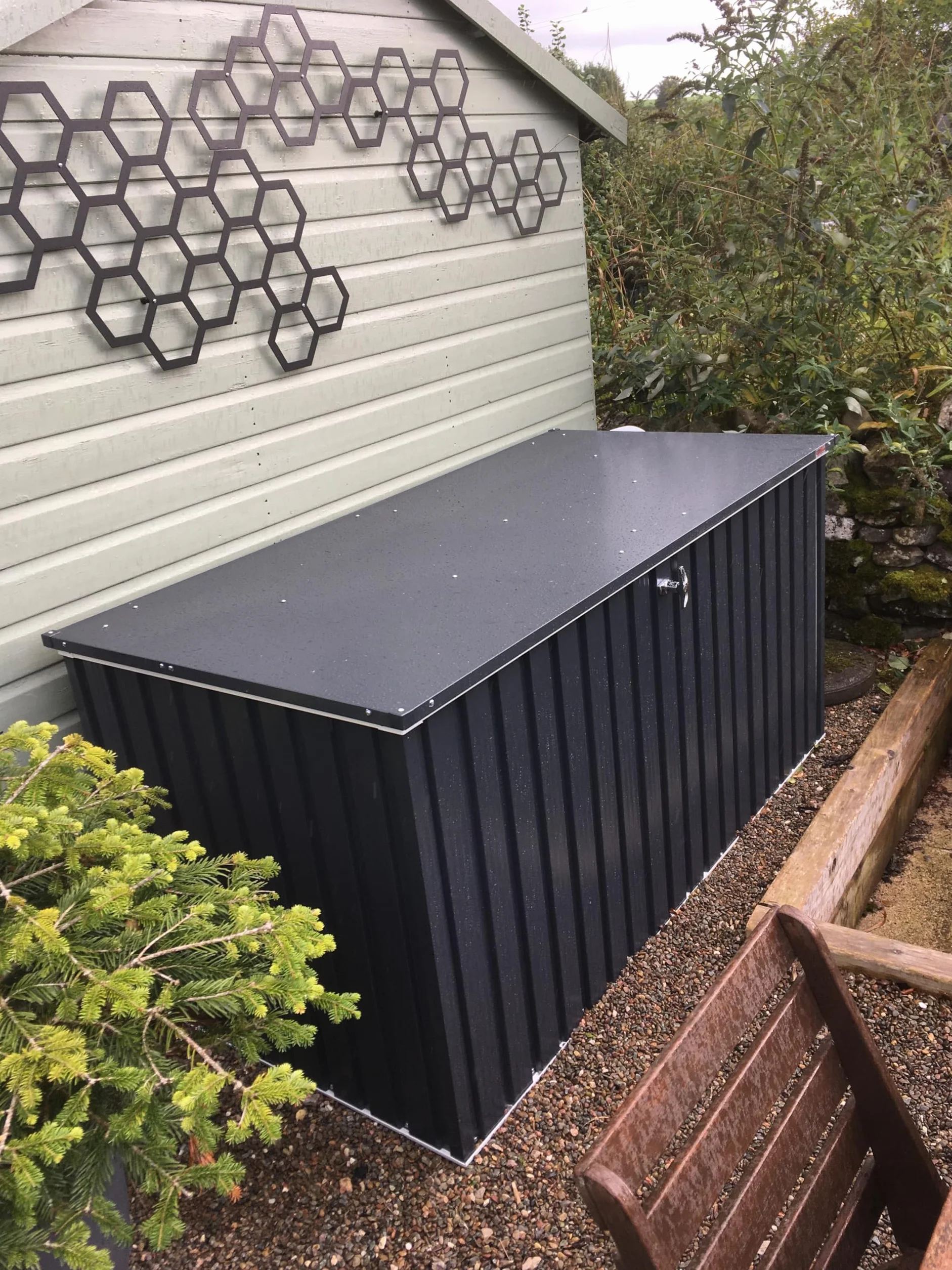 Duramax DH 1.9 (1450 L) Coffre de Rangement de jardin en métal avec vérin à gaz hydraulique, anthracite