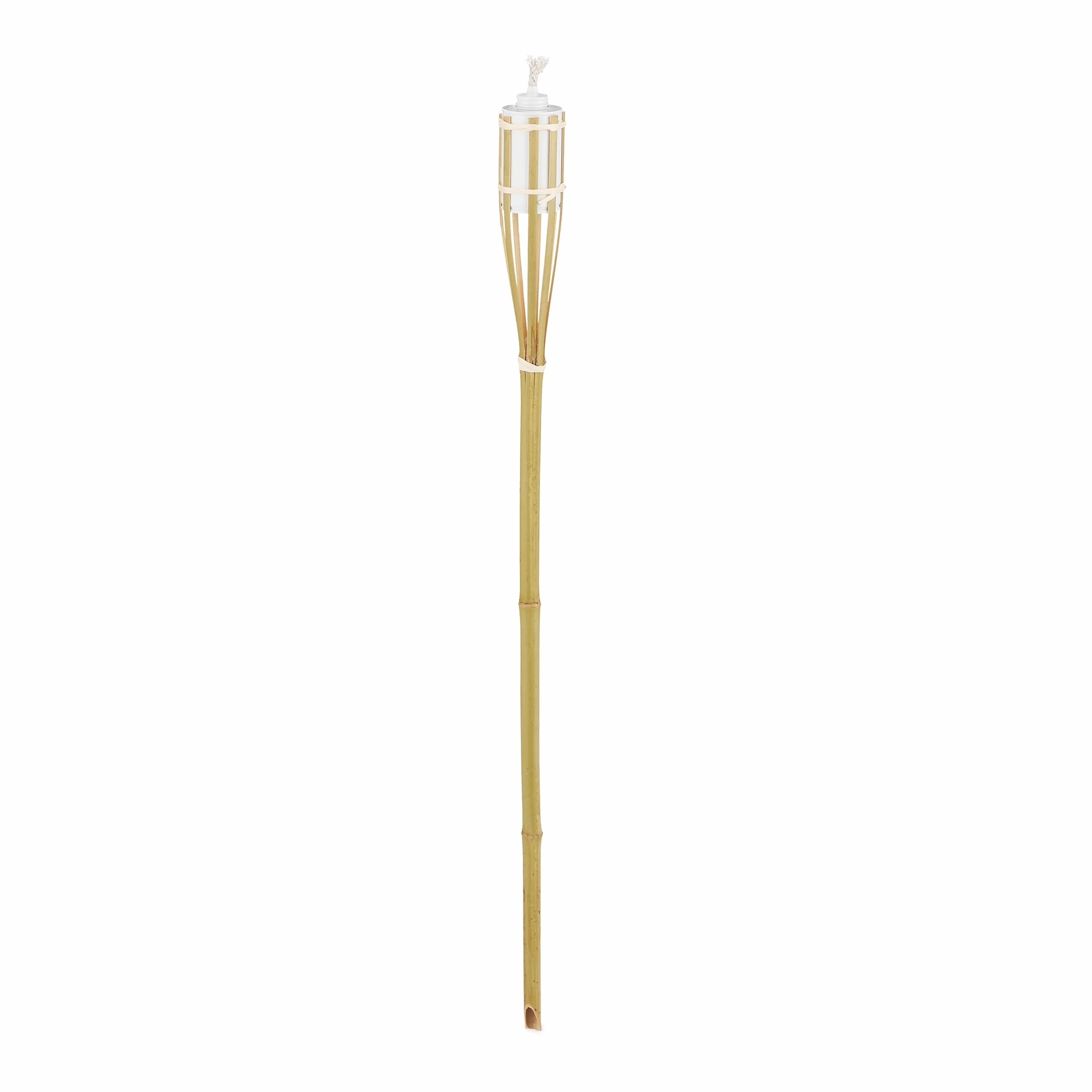 Relaxdays Flambeaux Bambou Set de 10 90x6 cm Rechargeable avec Mèches