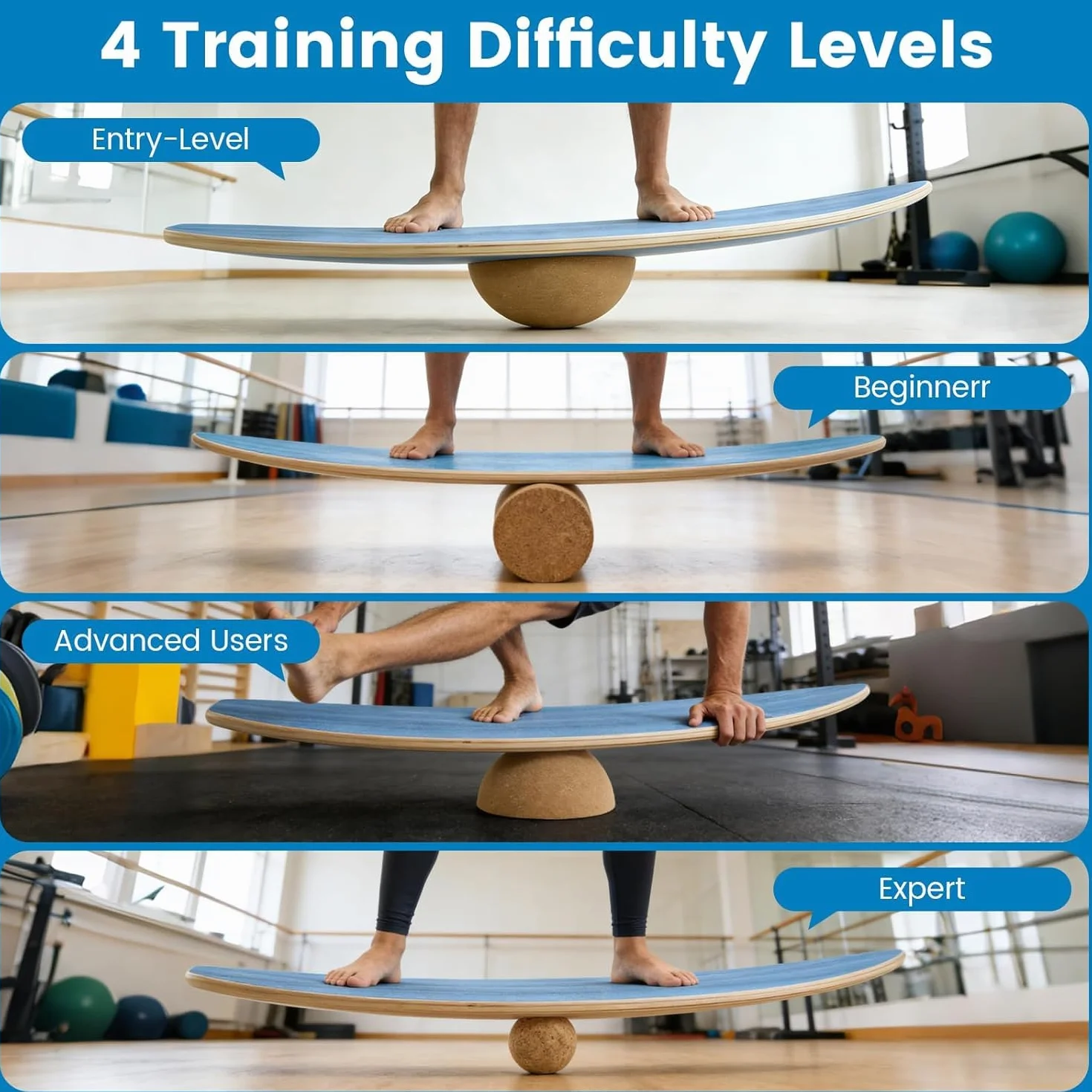 Planche d'Équilibre en en Bois Massif, Balance Board Surf avec Rouleau, Planche de Surf d’Intérieur pour le Surf, Fitness, Proprioception à la Maison