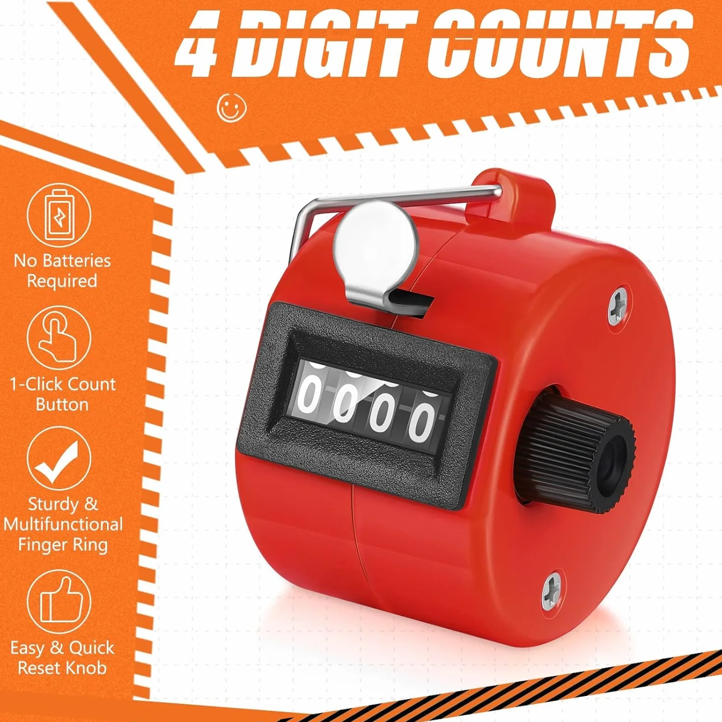 Compteur de Comptage Manuel 8 Pièces, Compteur de Lancers Portatif à 4 Chiffres Clicker Mécanique pour Sport Pêche Golf