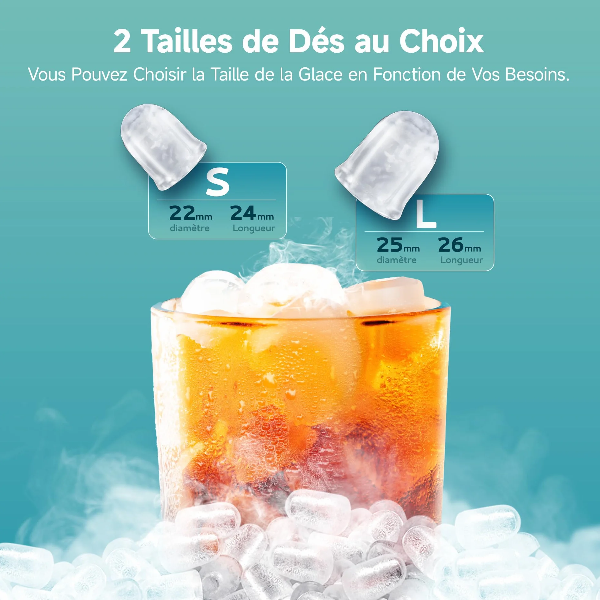 EUHOMY Petite machine à glaçons 12 kg/jour, 9 cubes en 6 min, autonettoyante, noire
