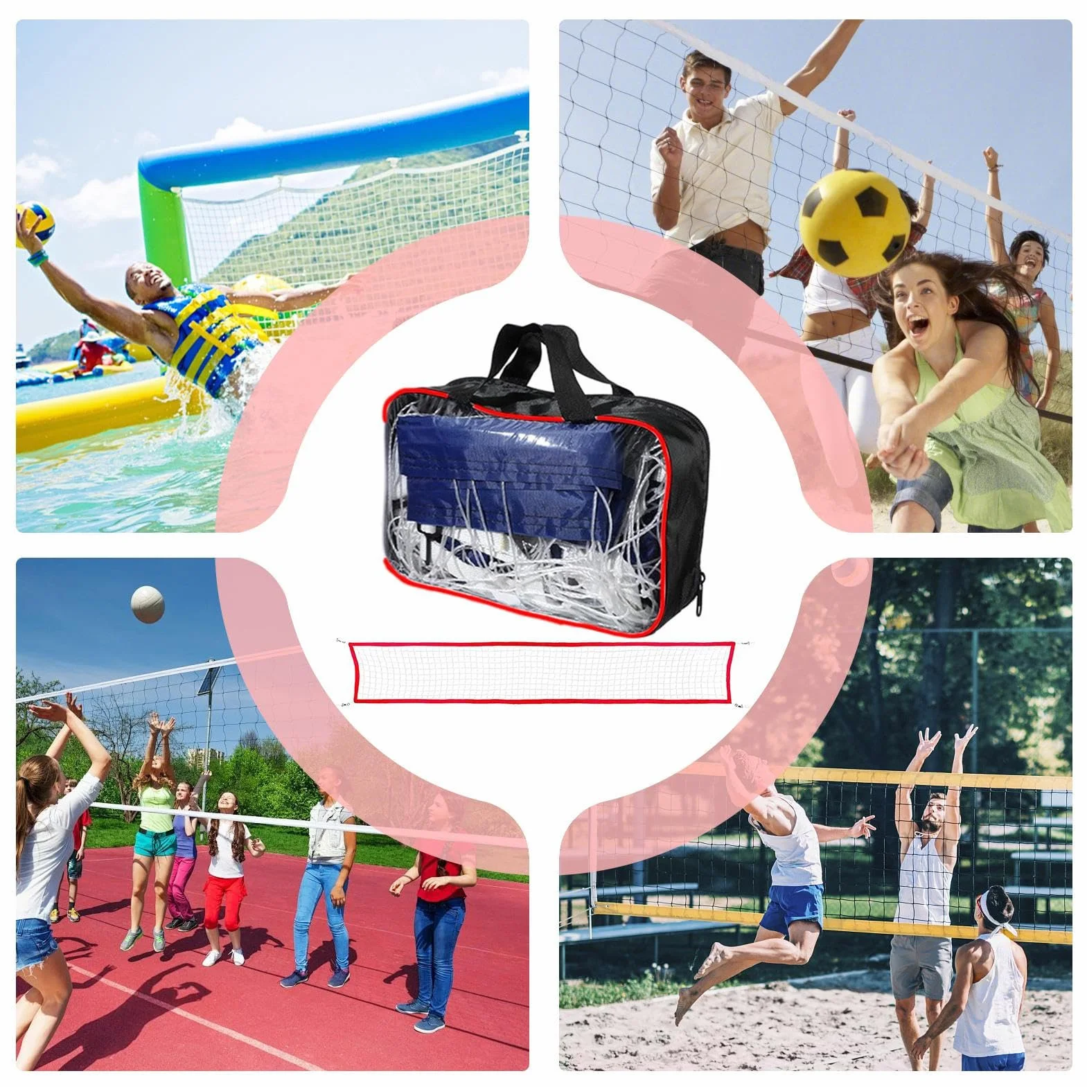 Filet de Volley-Ball pour Piscine 4,5 x 0,9 m Portable Résistant Jardin