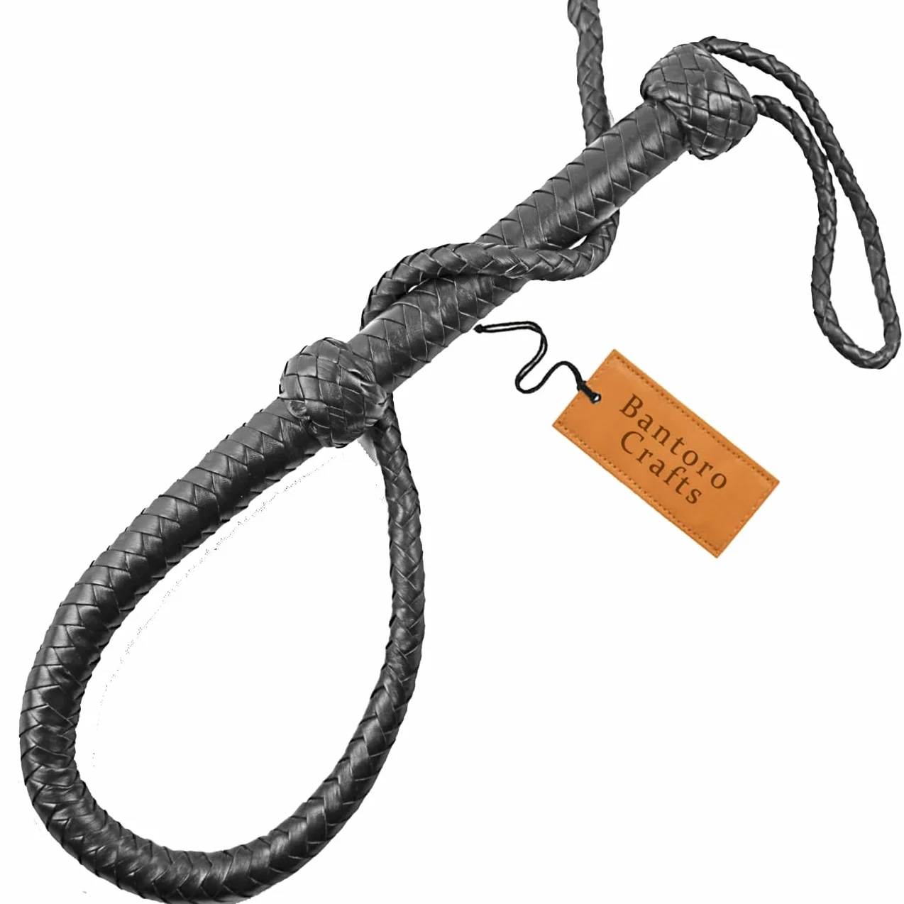 Fouet en cuir de vachette véritable de 0,90 m, 8 couches, fouet à queue unique avec pagaie sur le dessus tressé