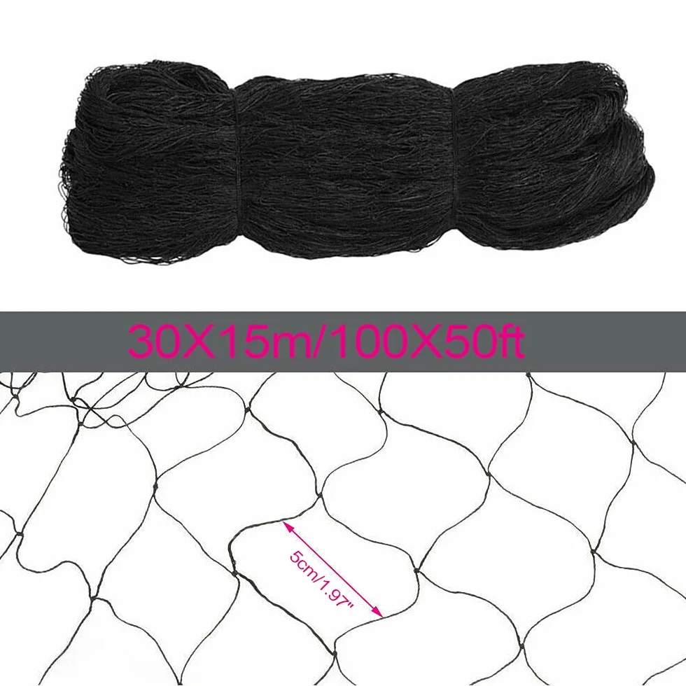 Filet de protection contre les oiseaux 30 x 15 m mailles 5 x 5 cm noir pour balcon jardin étang piscine