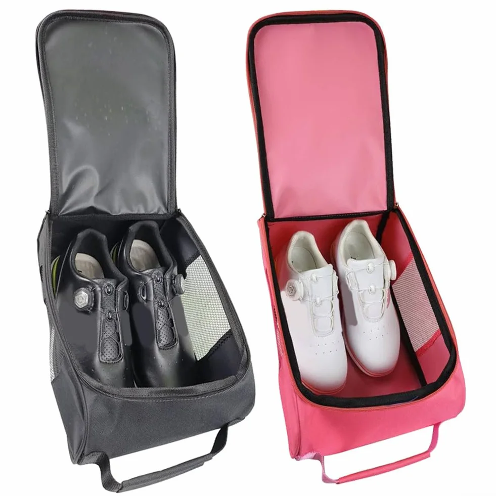 Sac de transport de chaussures de golf en polyester rose