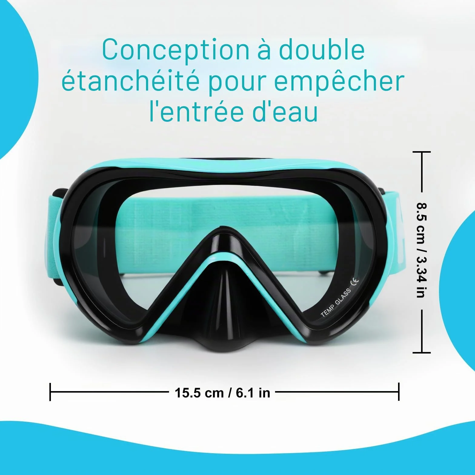 Masque de Plongée Enfant 4-16 Ans 180° Vision Panoramique HD Verre Trempé Anti-Buée Anti-Fuite