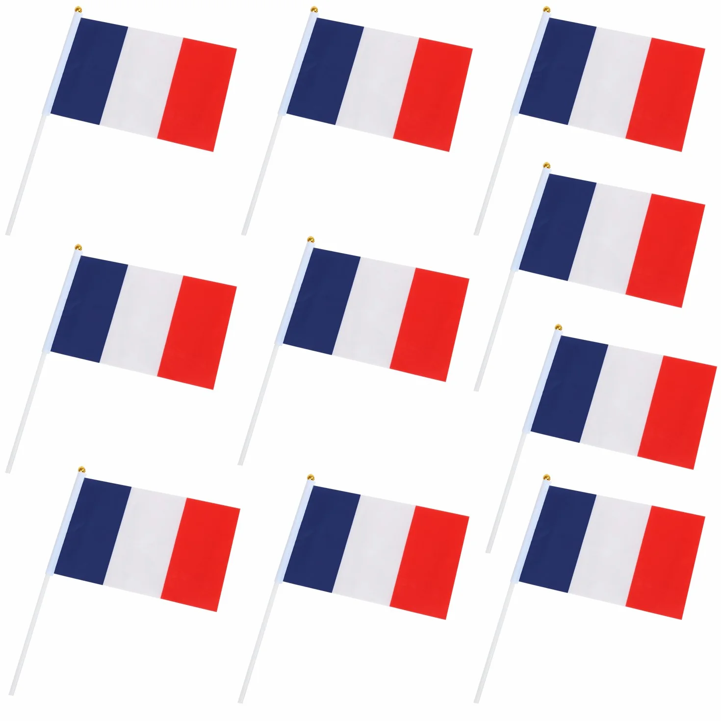 10 drapeaux Français en nylon tricolore à main pour le 14 Juillet TRIXES