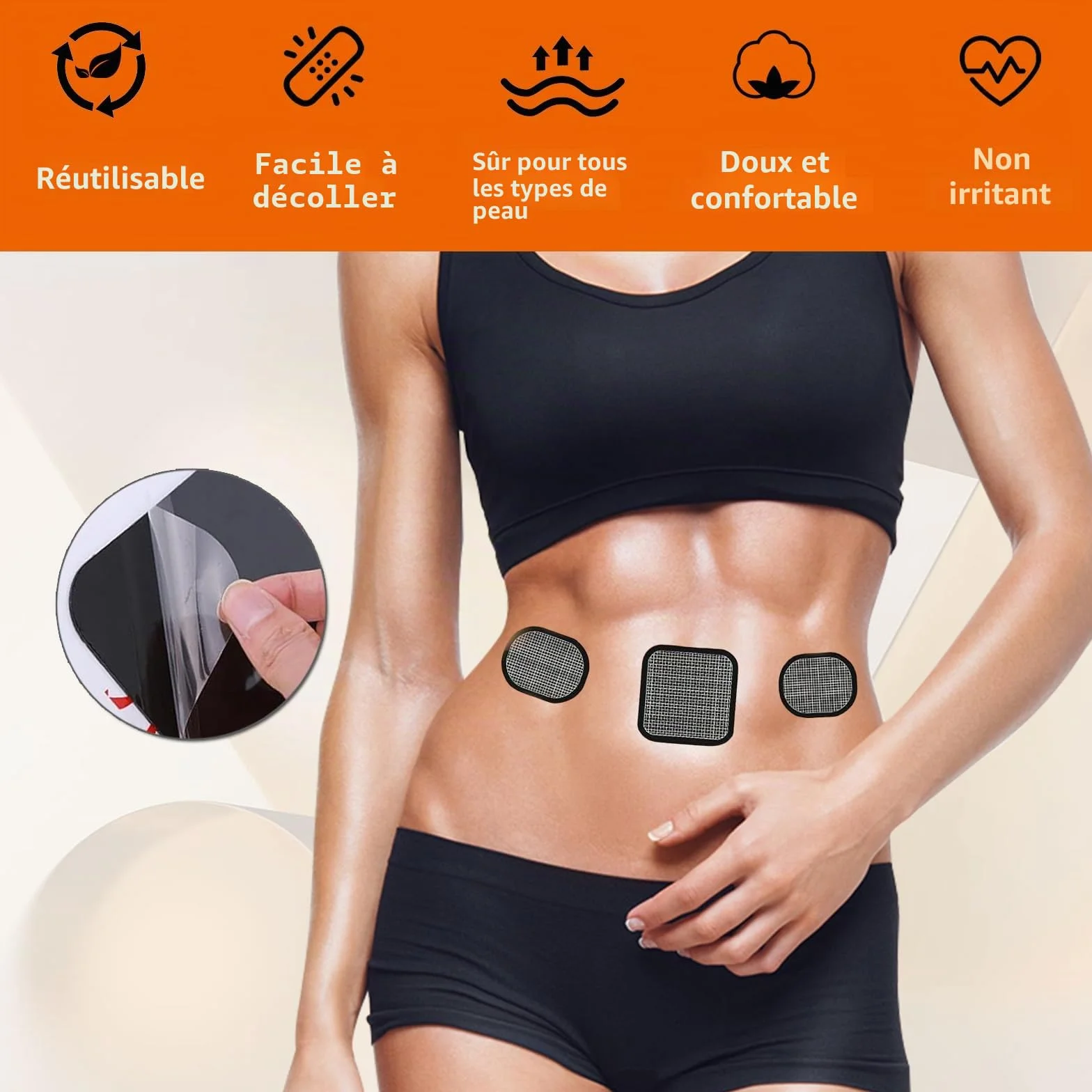 9 Pièces Électrode de Ceinture,Compatible avec Abs Series, 3 Sets Replacement Pads Électrode de Rechange pour Ceintures Musculation Abdominales