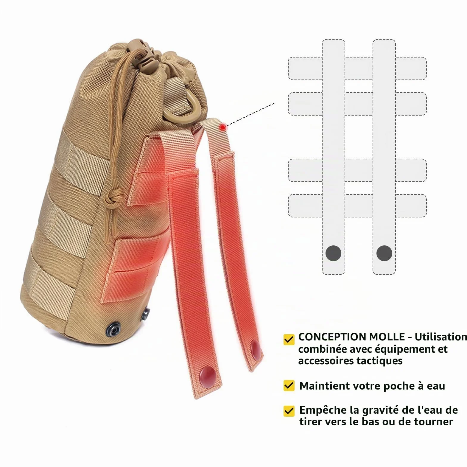 ACEXIER tactique Molle sac de bouteille d'eau pochette support de voyage sac de Sport hydratation en plein air pour Camping randonnée sacs de pêche