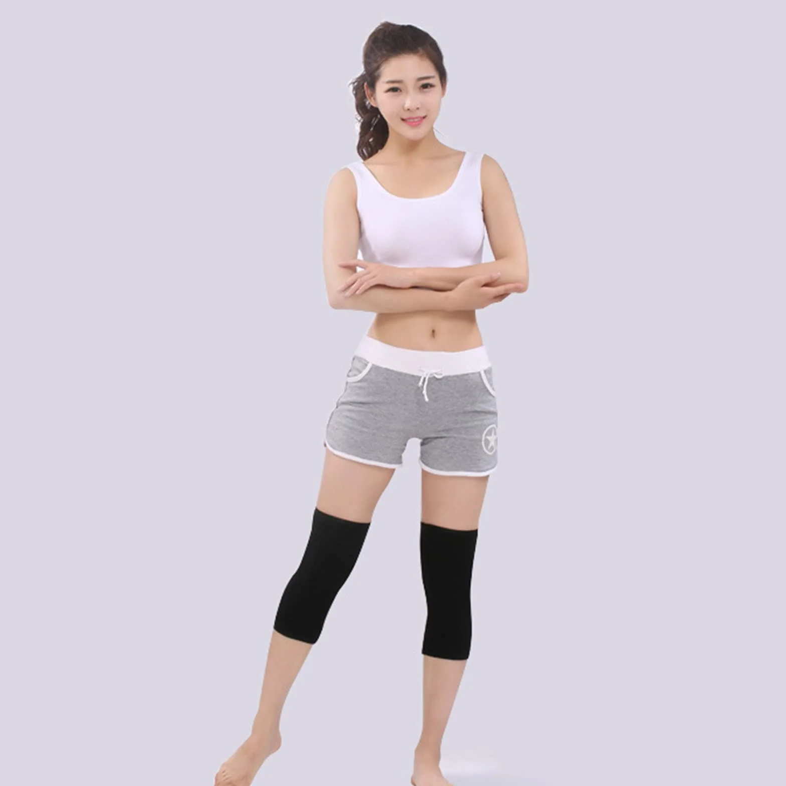 Genouillère en Laine Cachemire Unisexe Genouillères Unisexe en Laine Chaude Genouillères élastiques Genouillères de Sport Légères Chaud Protège-Genou pour la danse les sports de plein (Noir)