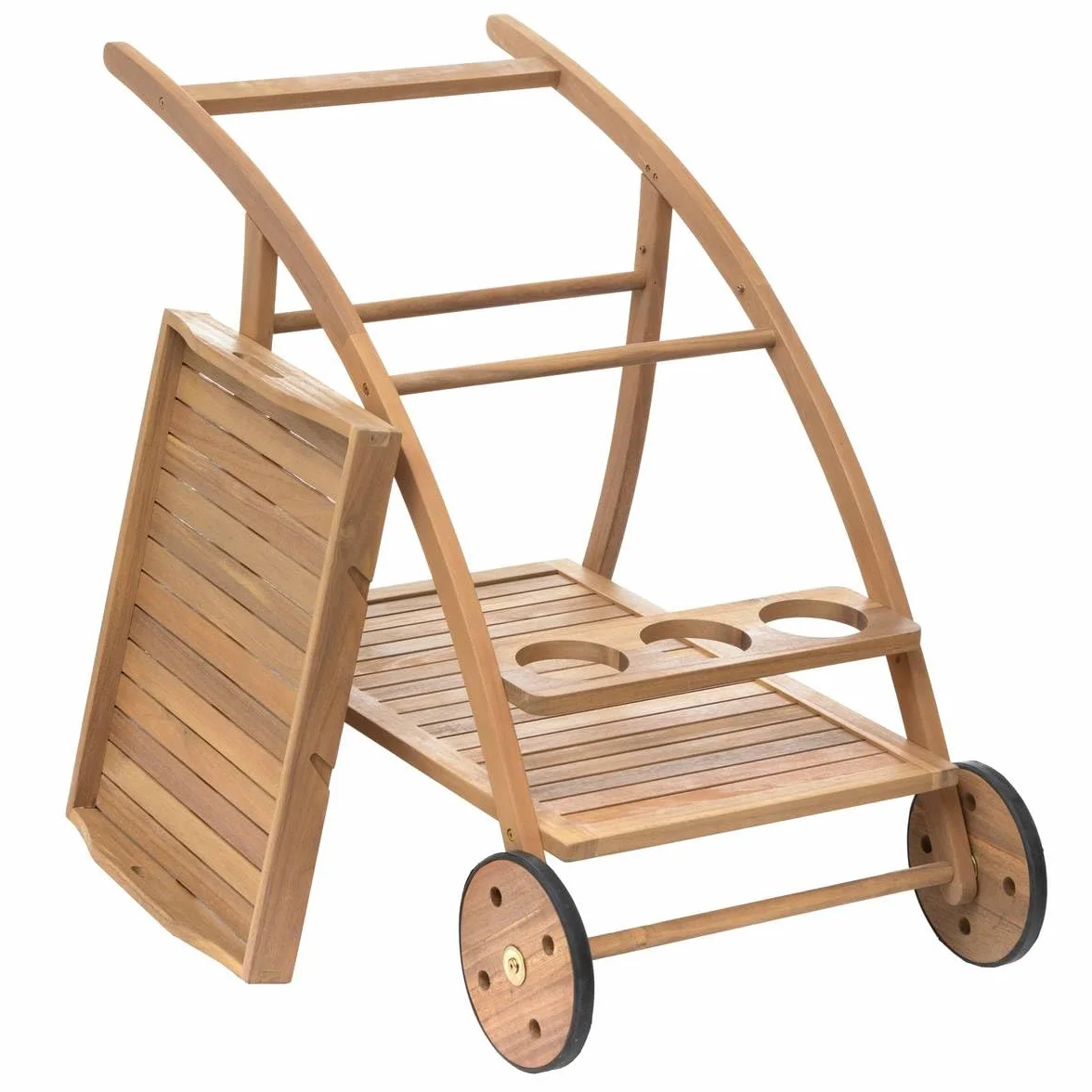 Hespéride Desserte Tiwi Bois Acacia Roues 78x56x105 cm Mobilier d'Extérieur