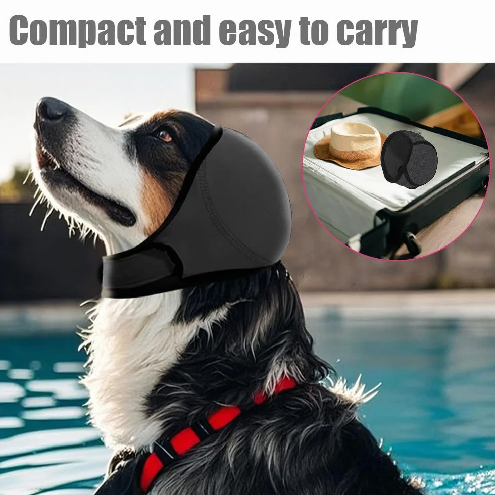 Cache-Oreilles de Natation pour Chien, Bonnet de Bain Imperméable et Réglable pour Petits, Moyens et Grands Chiens