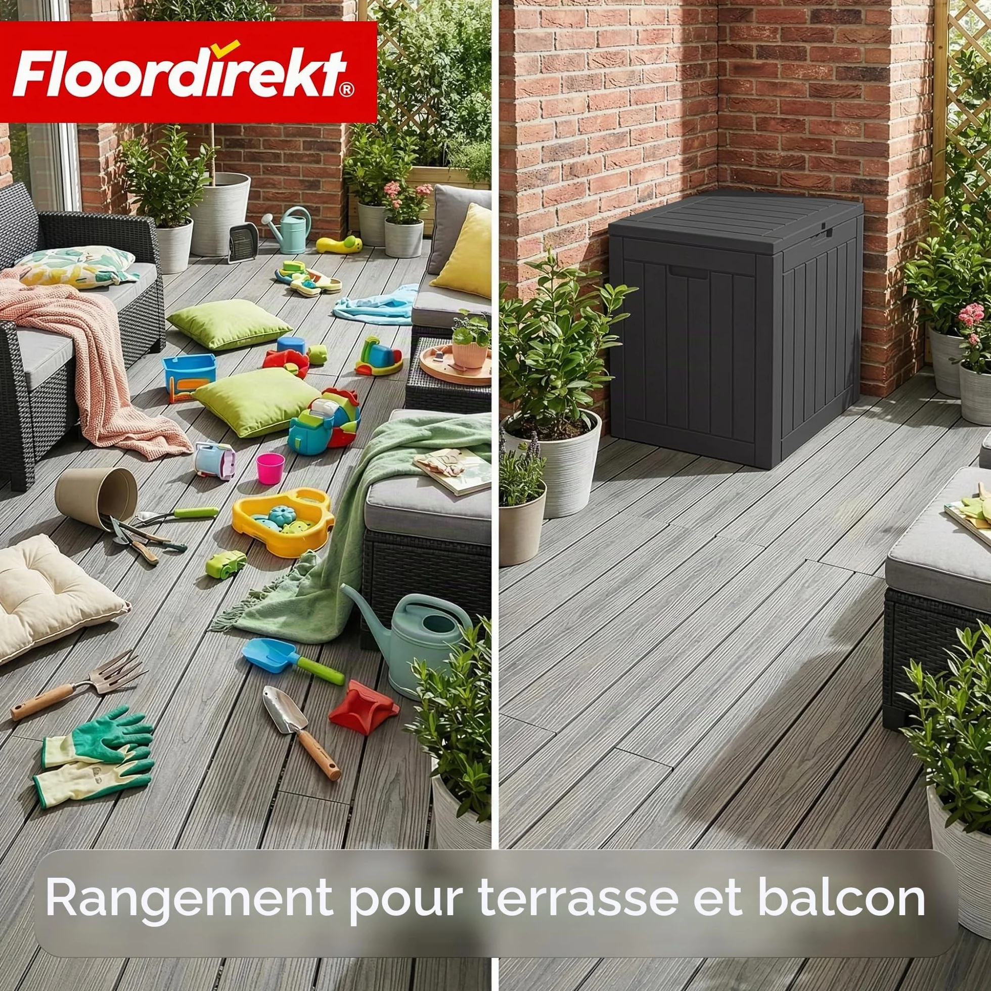 Boîte de rangement résistante aux intempéries 118 l Anthracite 56 x 43 x 53 cm pour terrasse et balcon