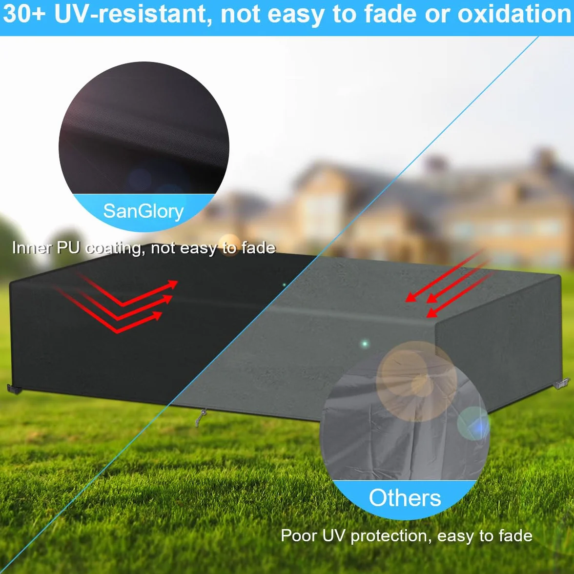 Housse Transat Impermeable Anti-UV 200x68x30cm Protection Exterieur Jardin
