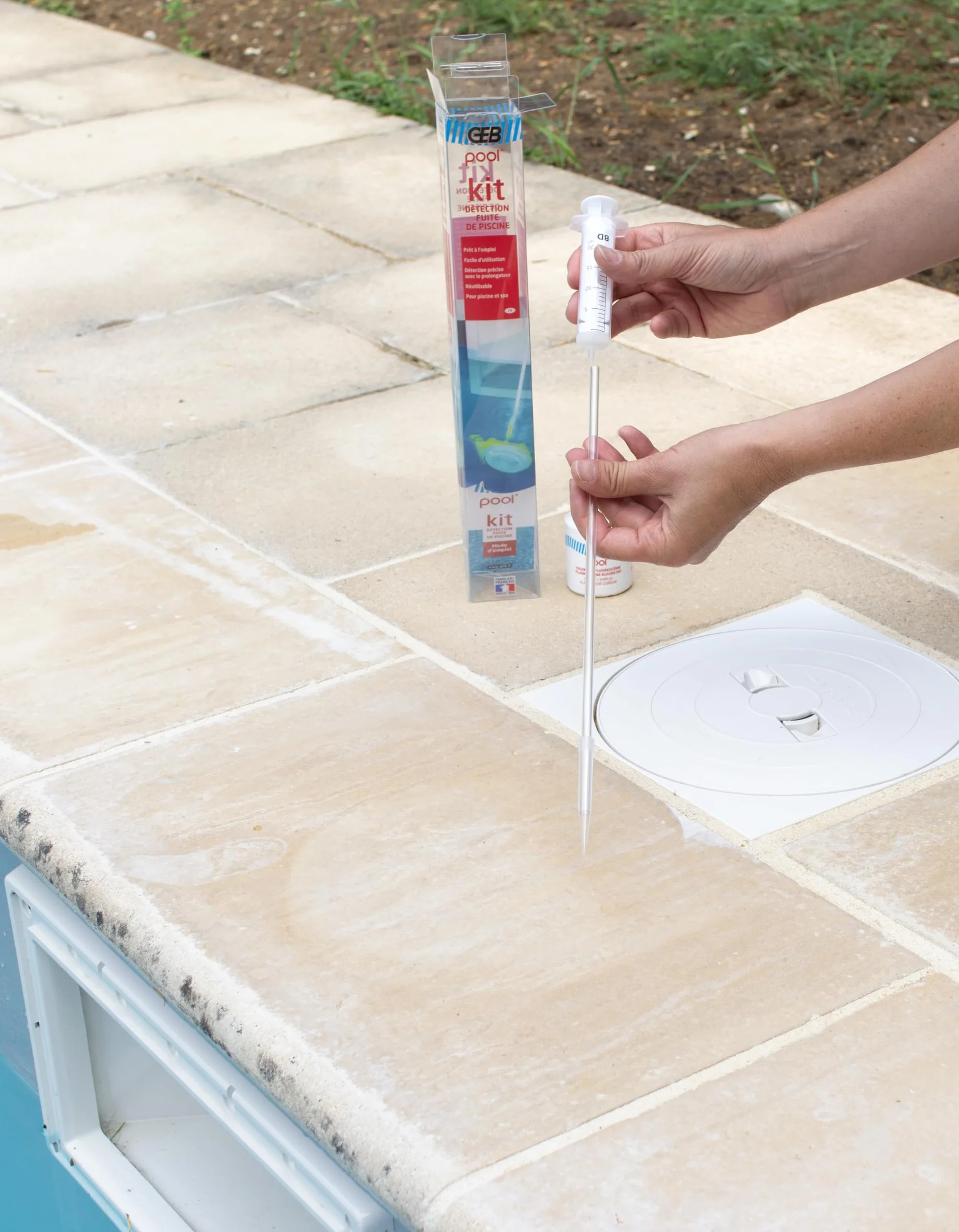 Kit de détection des fuites Piscine Spa GEB, réutilisable jusqu'à 26 Tests, Jaune