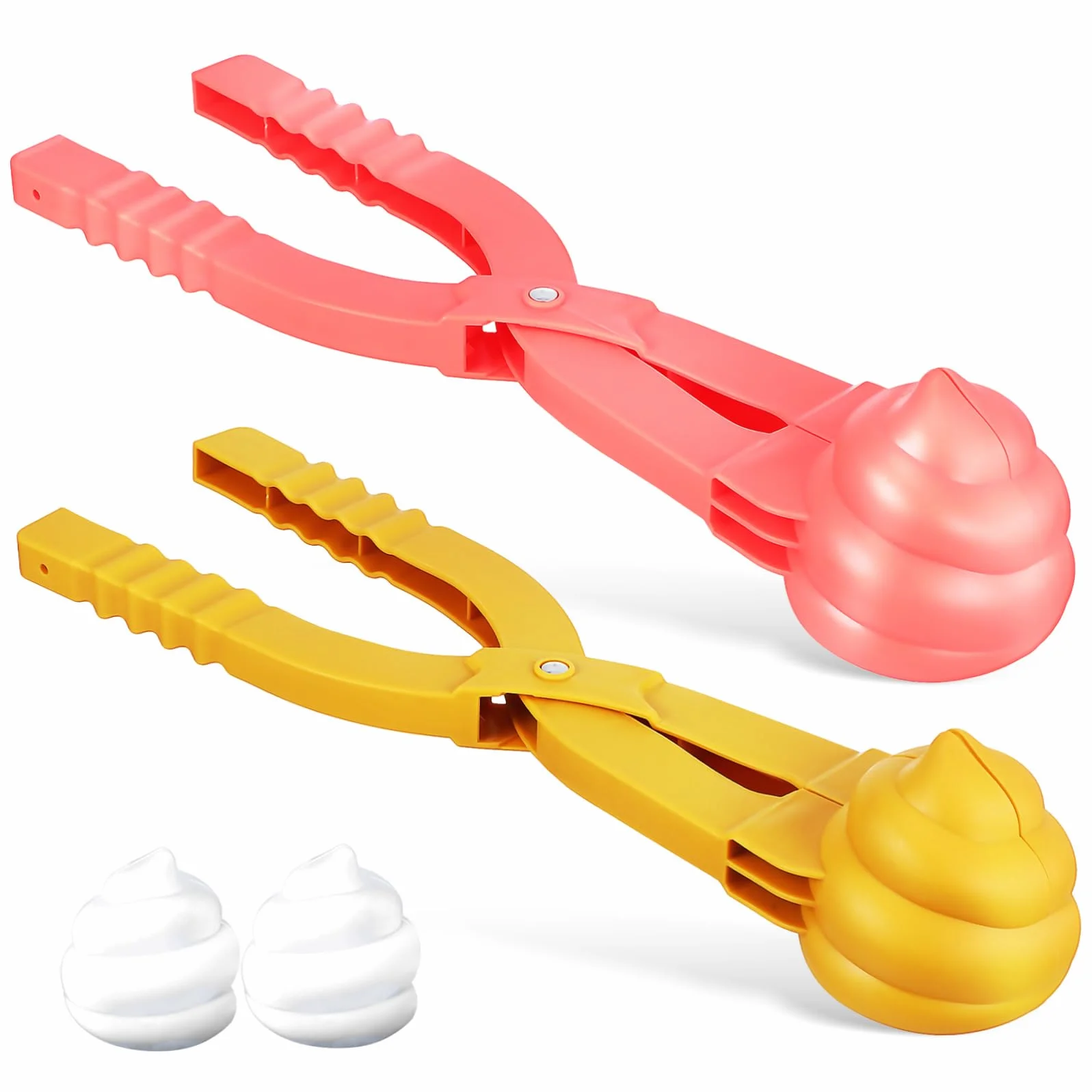 Lot de 2 Pinces à Boules de Neige Grandes en Plastique Solide pour Garçon et Filles Jouet de Neige Extérieur Polyvalent Accessoire et Jeux de Plage Couleur Aléatoire