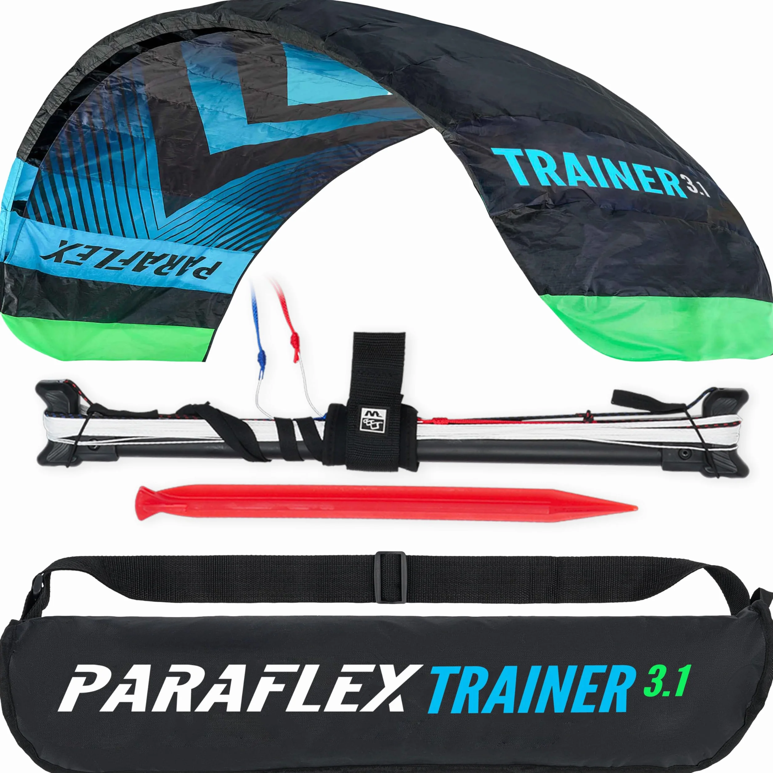 Wolkenstürmer Paraflex Trainer 3.1 Vert Fluo Aile de Kitesurf 3 Lignes Cerf-Volant Traction