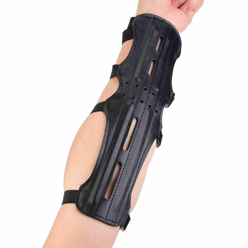 Armguard de tir à l'arc en cuir de protection de l'avant-bras réglable pour la chasse