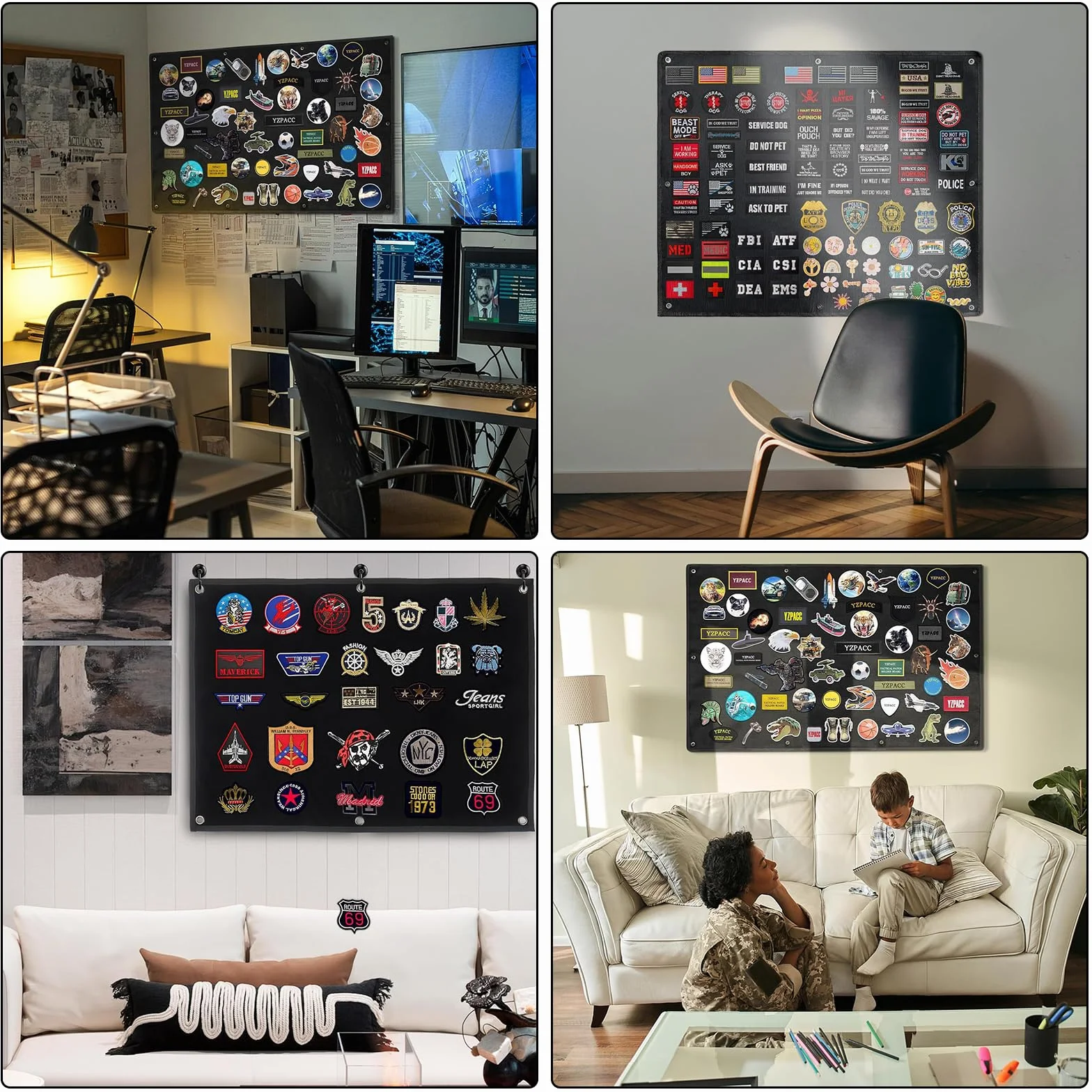 Tableau d'Affichage pour Patchs 60 x 45 cm avec Œillets Pliable