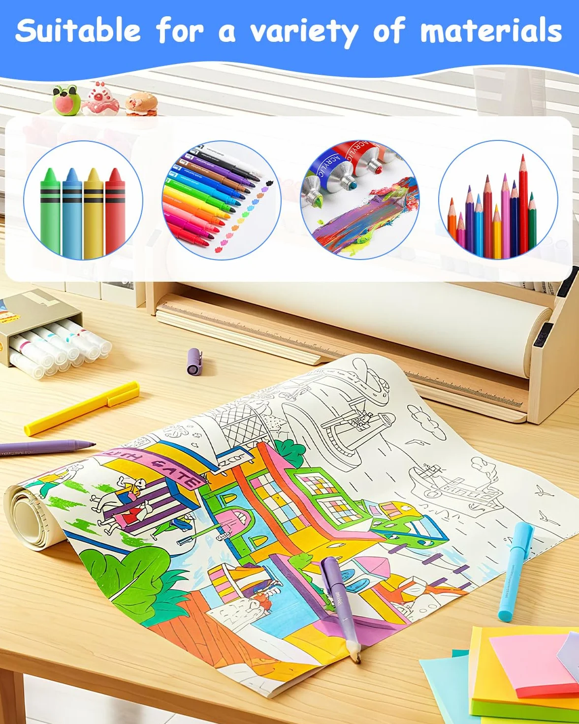 Rouleau de Papier à Dessin Blanc 30 cm x 15 m 70 g/m² pour Enfants et Artistes