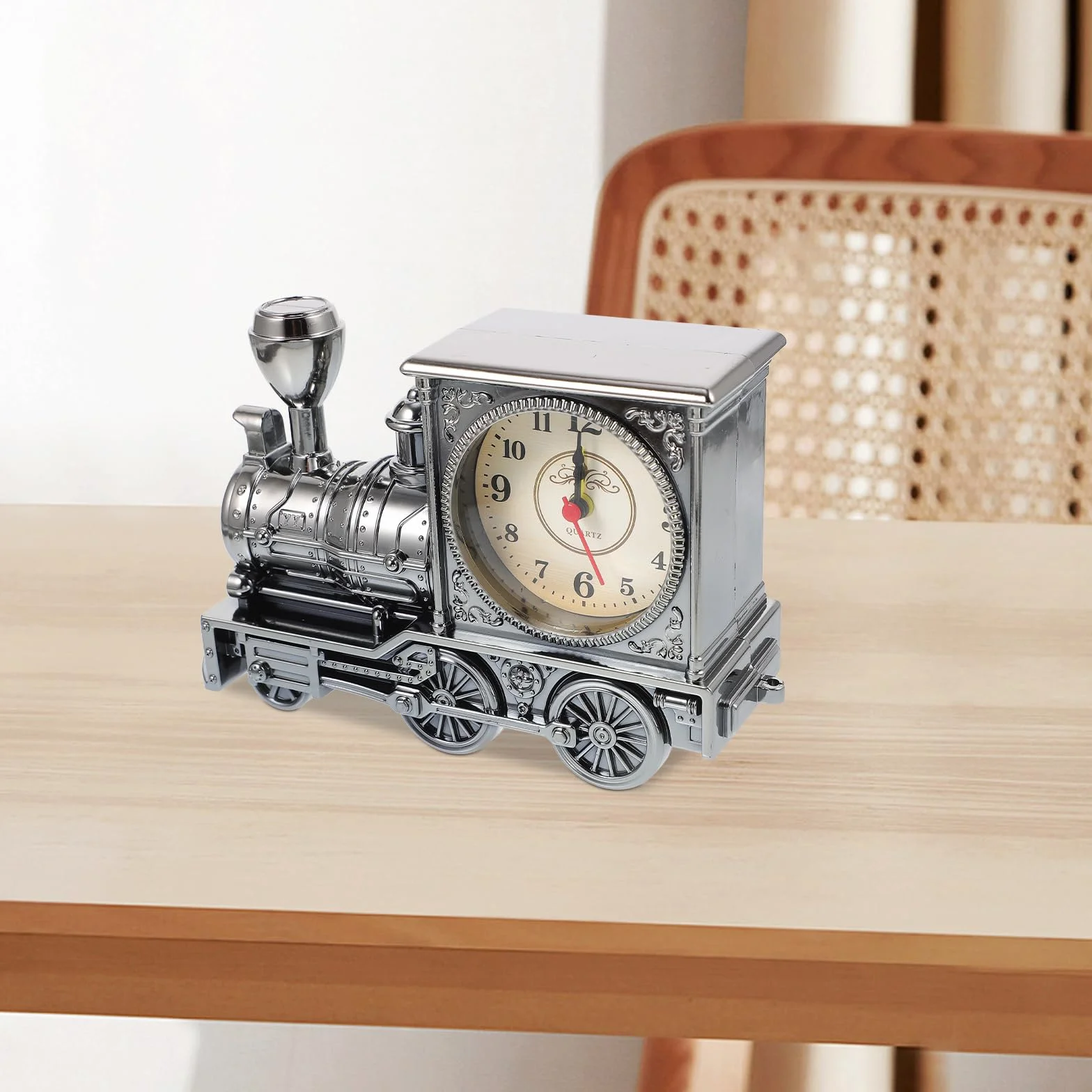 VOSAREA Décoration Table Figurine Train Réveil Horloge Digitale Modèle Train D'époque Steampunk Décor Rétro