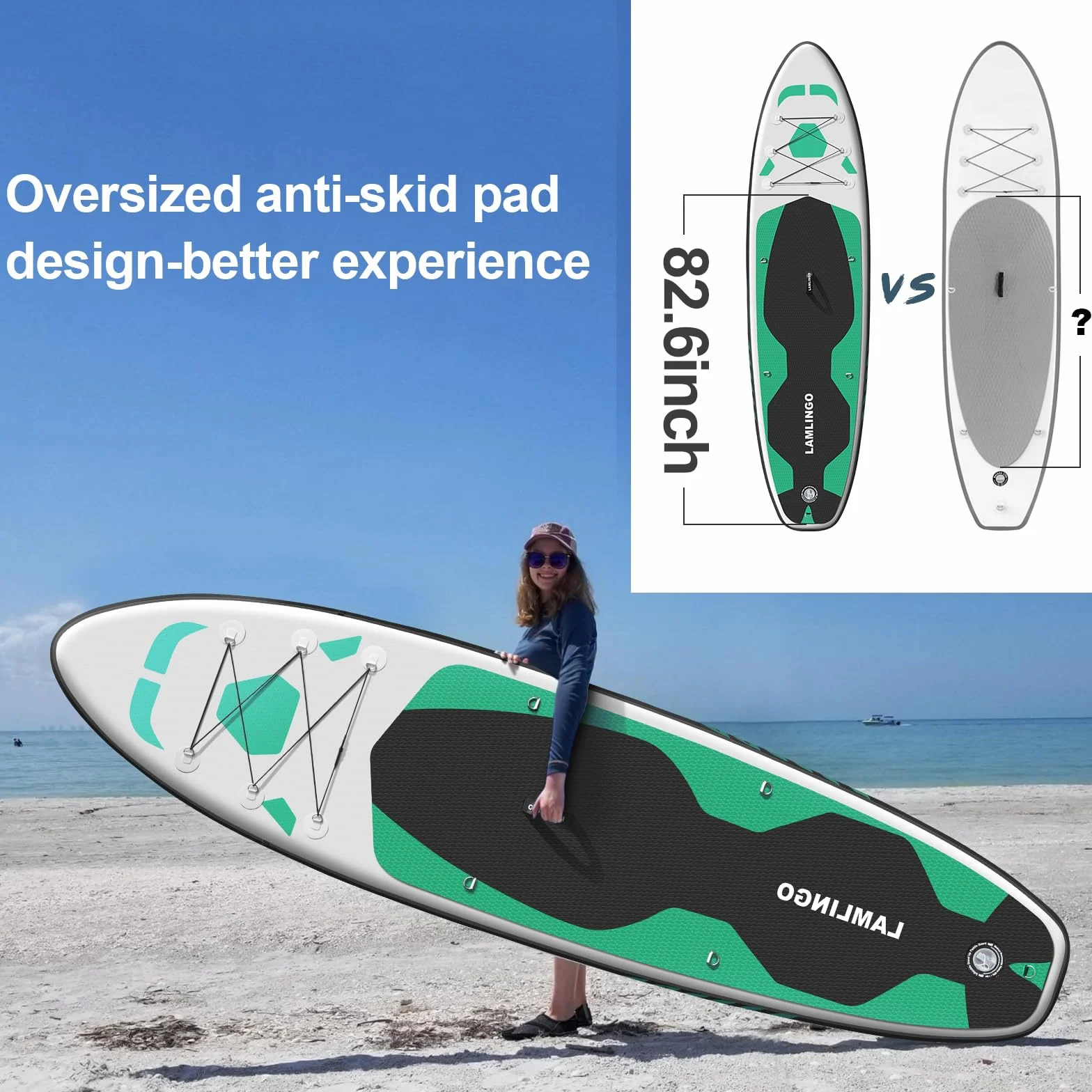 Rolimate Max 200 KG Stand Up Paddle Board Gonflable Adulte, Sup Planche en PVC Construction Ultra Robuste, Kit Pagaie, Pompe à Double Action, Sac à Dos Boîte réparation