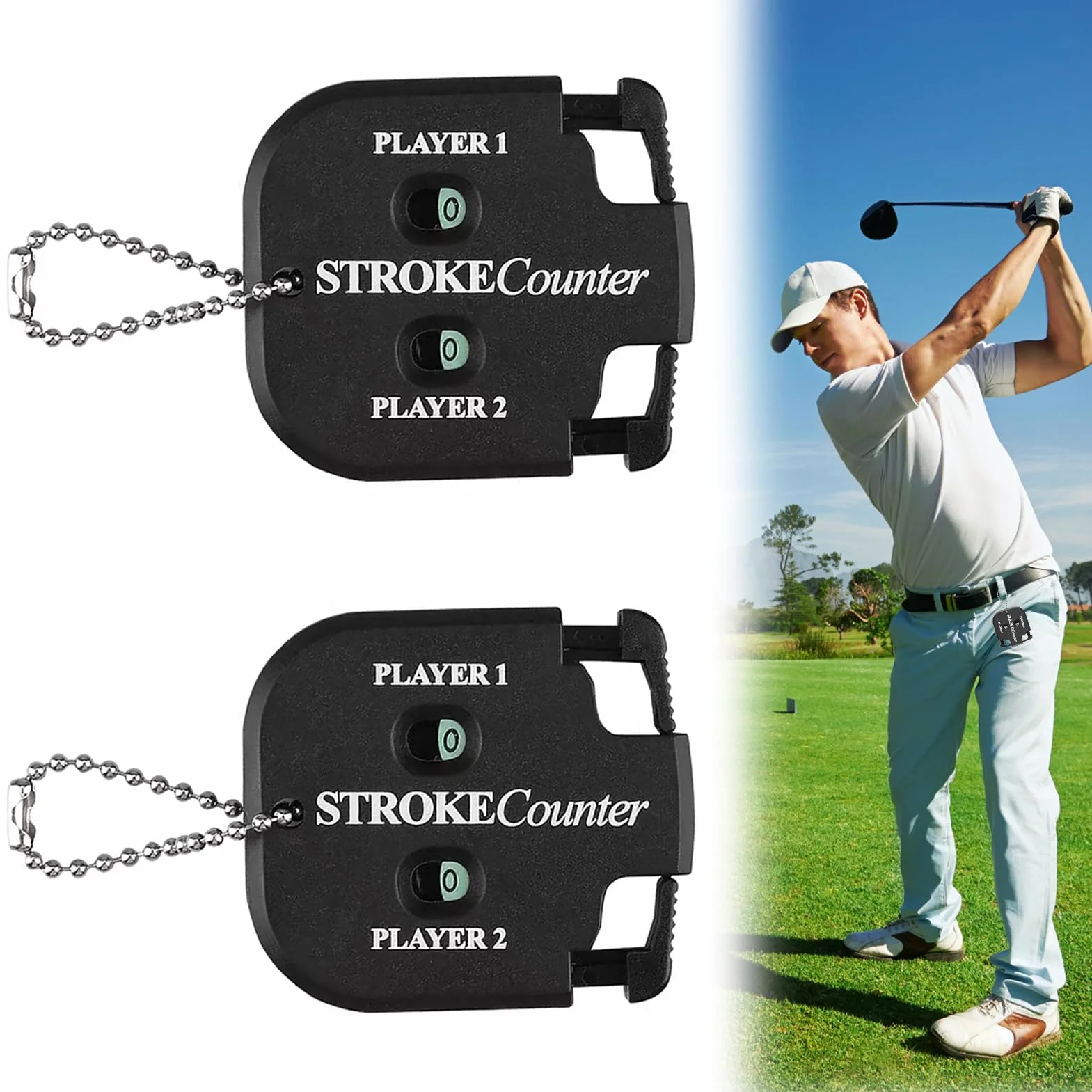 Compteurs de Score Portables 0-9 avec Clicker Mécanique pour 2 Joueurs, Golf Scorer Léger, Accessoire Compact