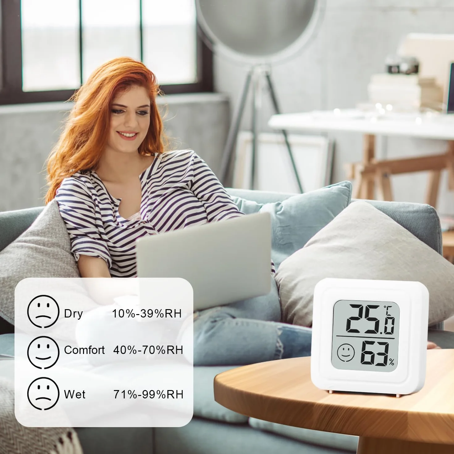 Thermomètre Hygromètre Intérieur Digital Haute Précision Moniteur Température Humidimètre 4 Pièces